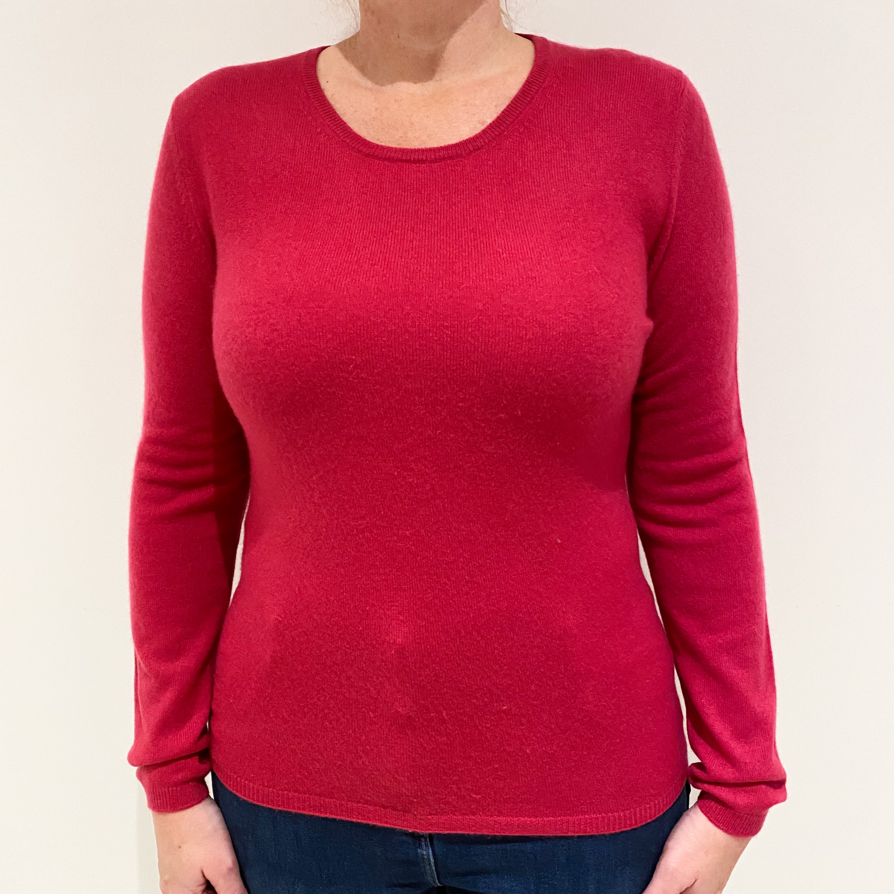 Cherry Pink Cashmere Crew Neck Jumper Large