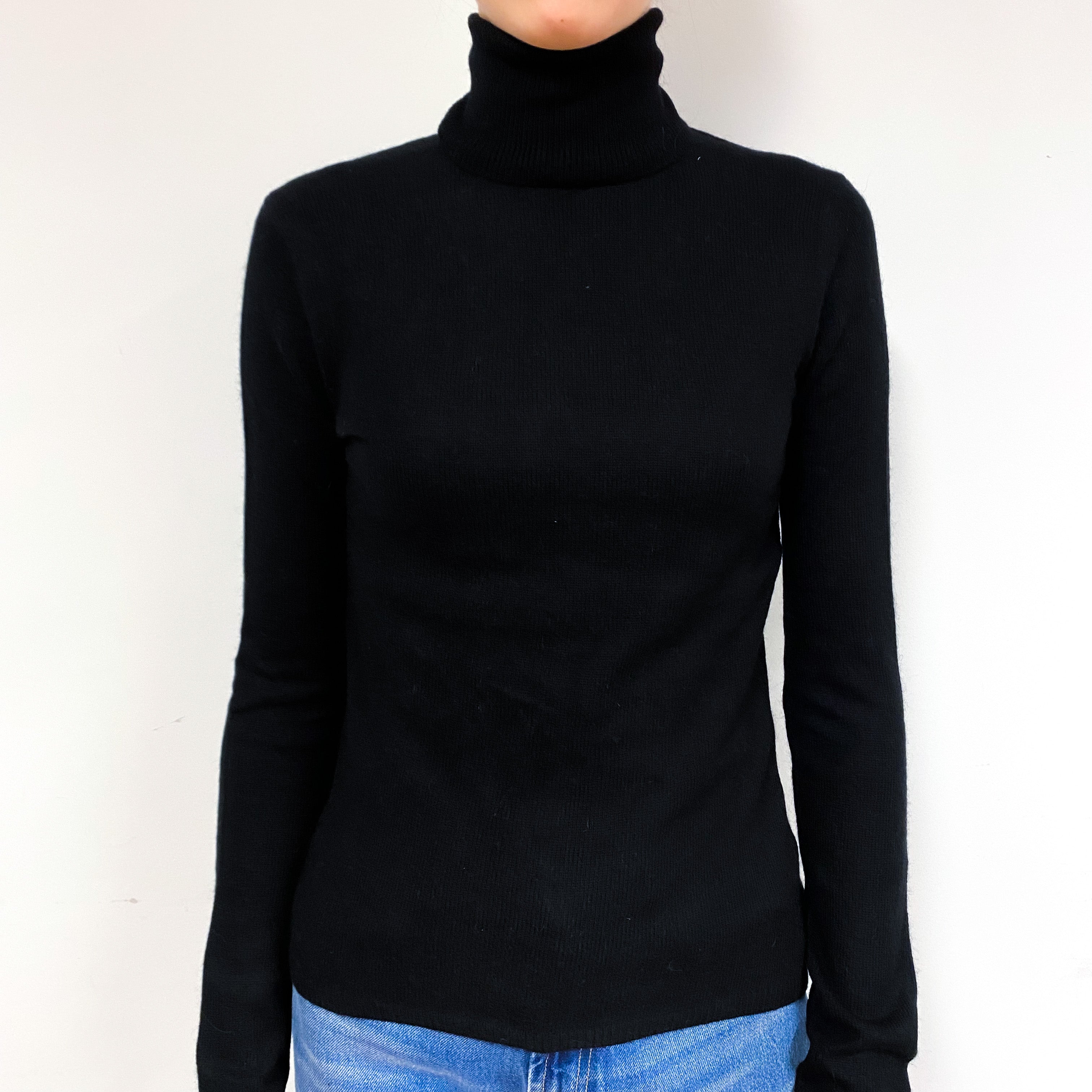 Black Cashmere Polo Neck Jumper Extra Small