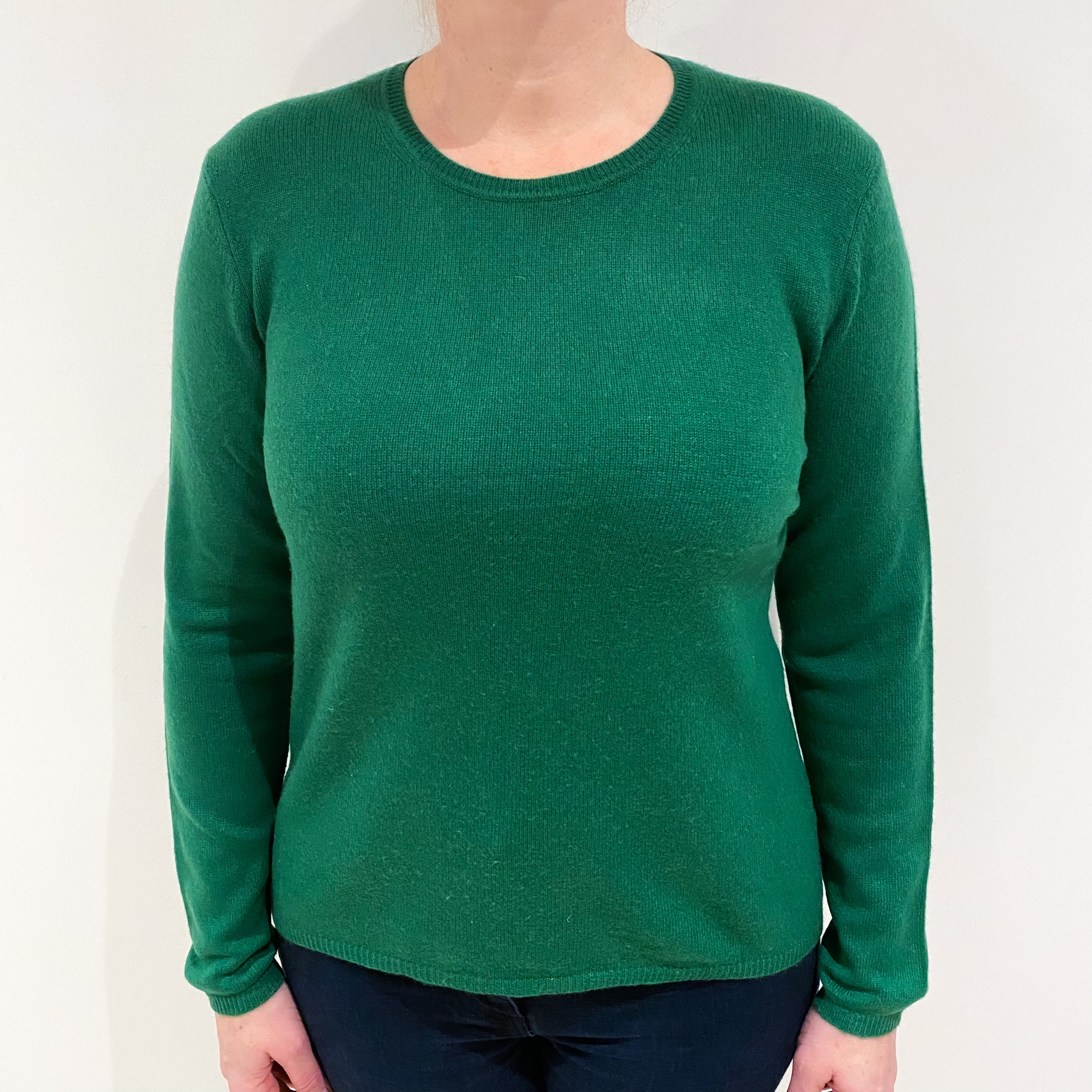 Shamrock Green Cashmere Crew Neck Jumper Large