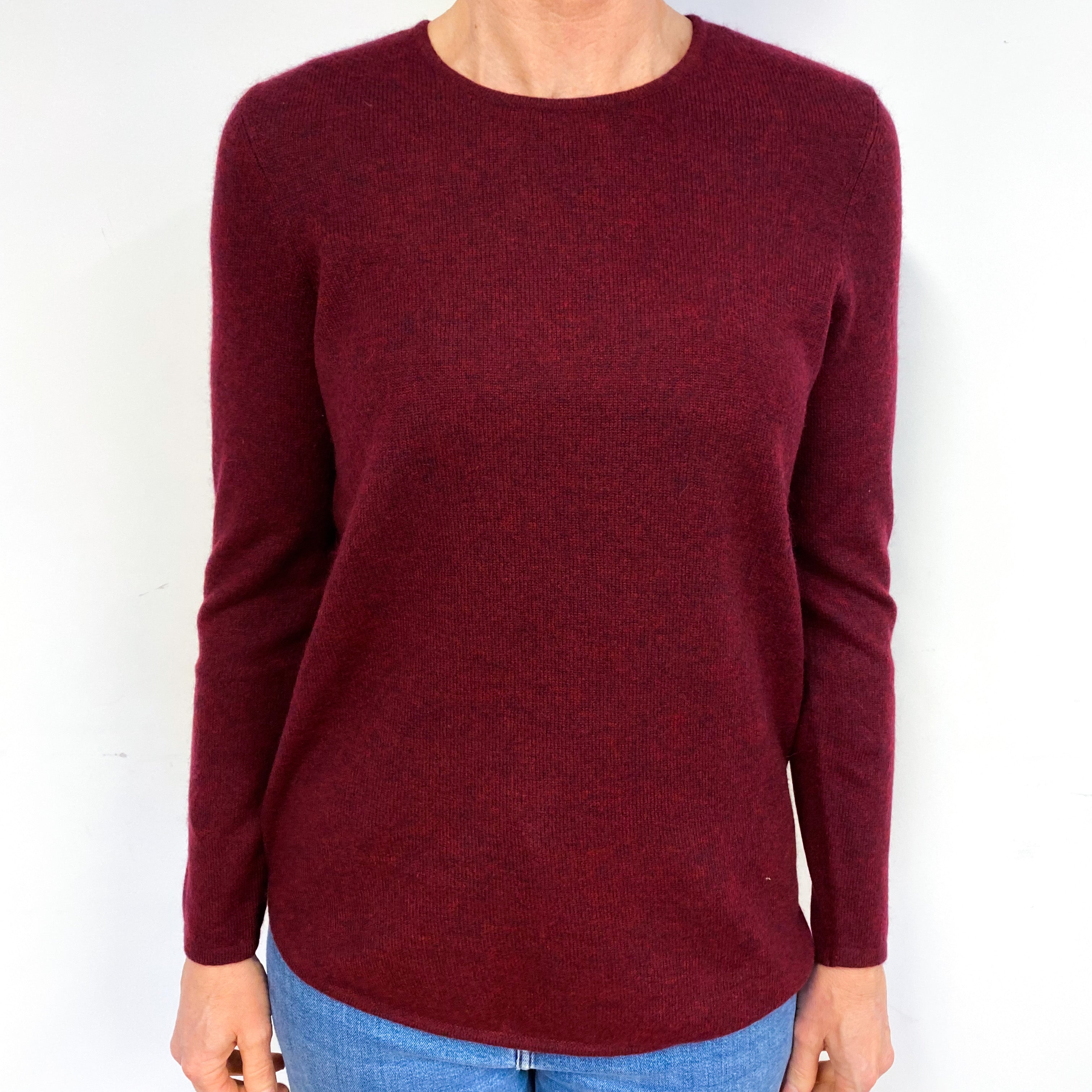 Burgundy Red Cashmere Crew Neck Jumper Medium