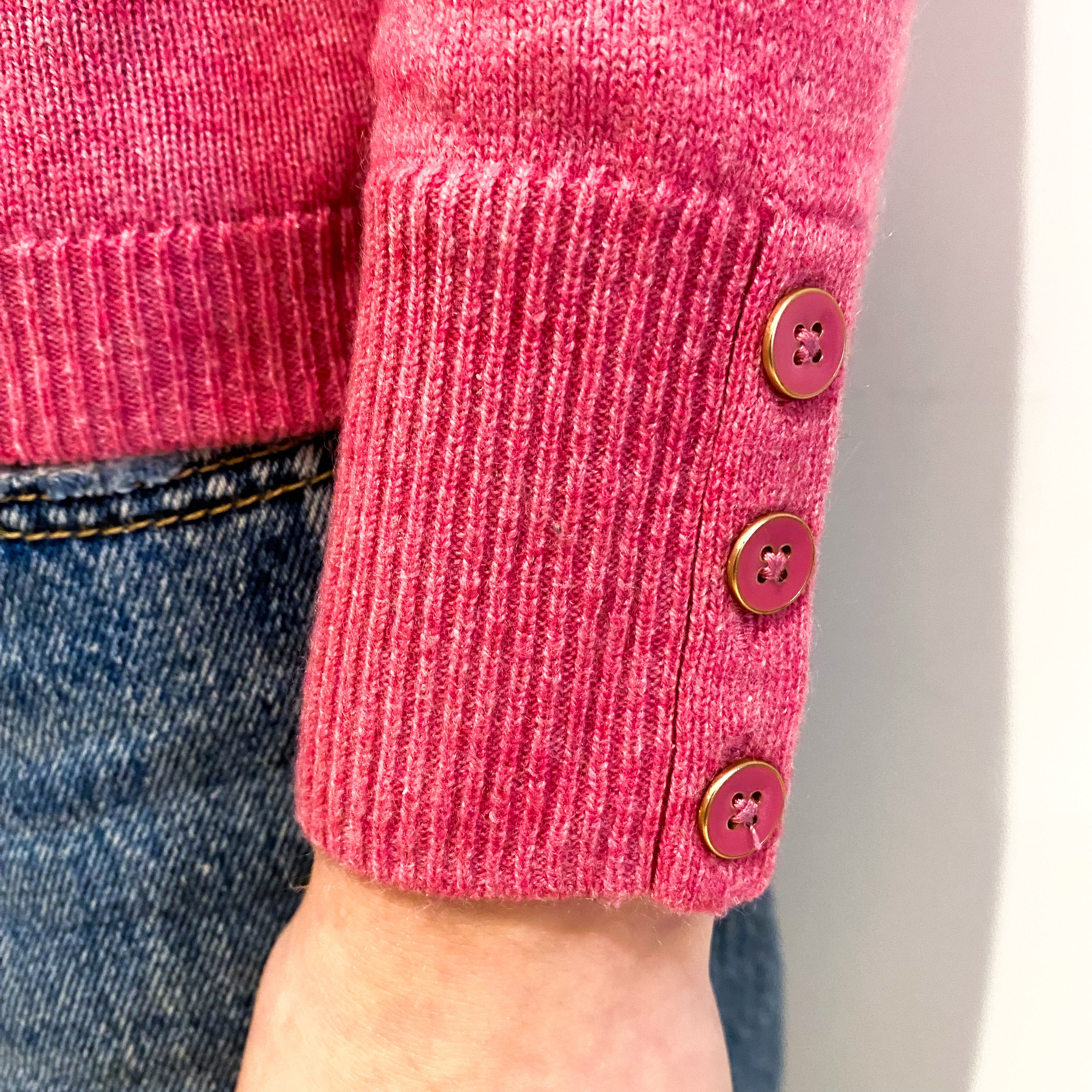 Loganberry Pink Cashmere Crew Neck Jumper Extra Small
