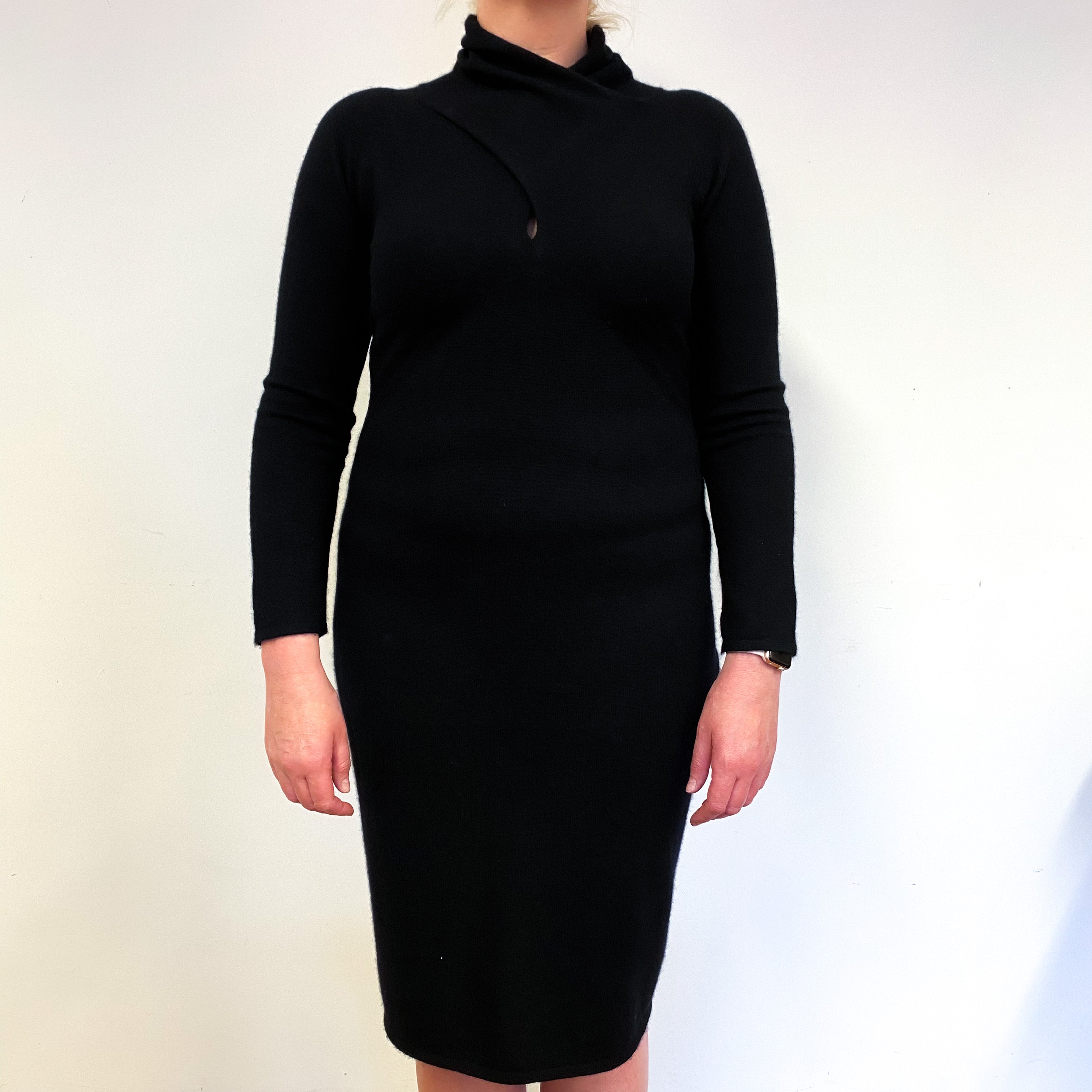 Armani Black Cashmere Long Sleeve Dress Large