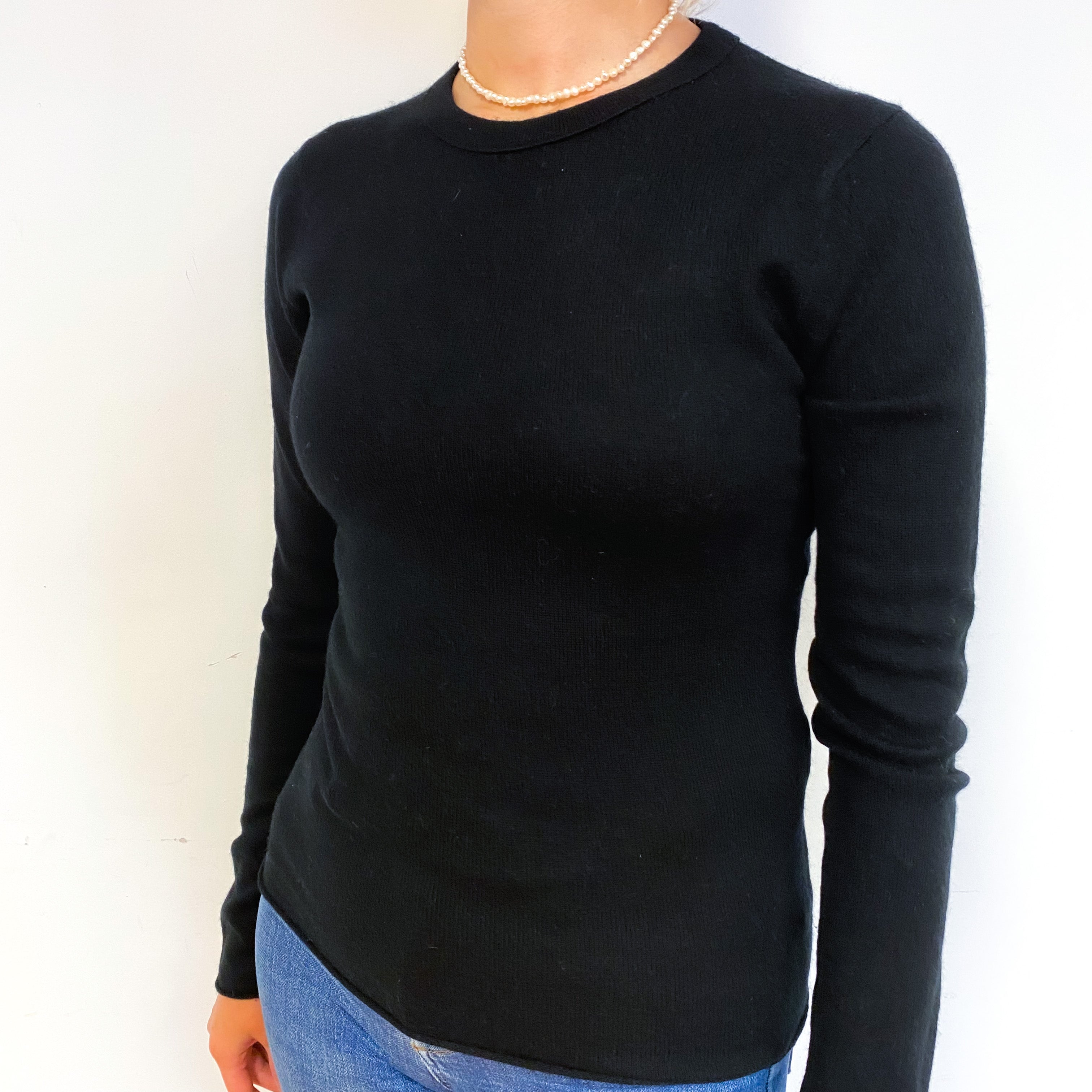 Black Cashmere Crew Neck Jumper Small