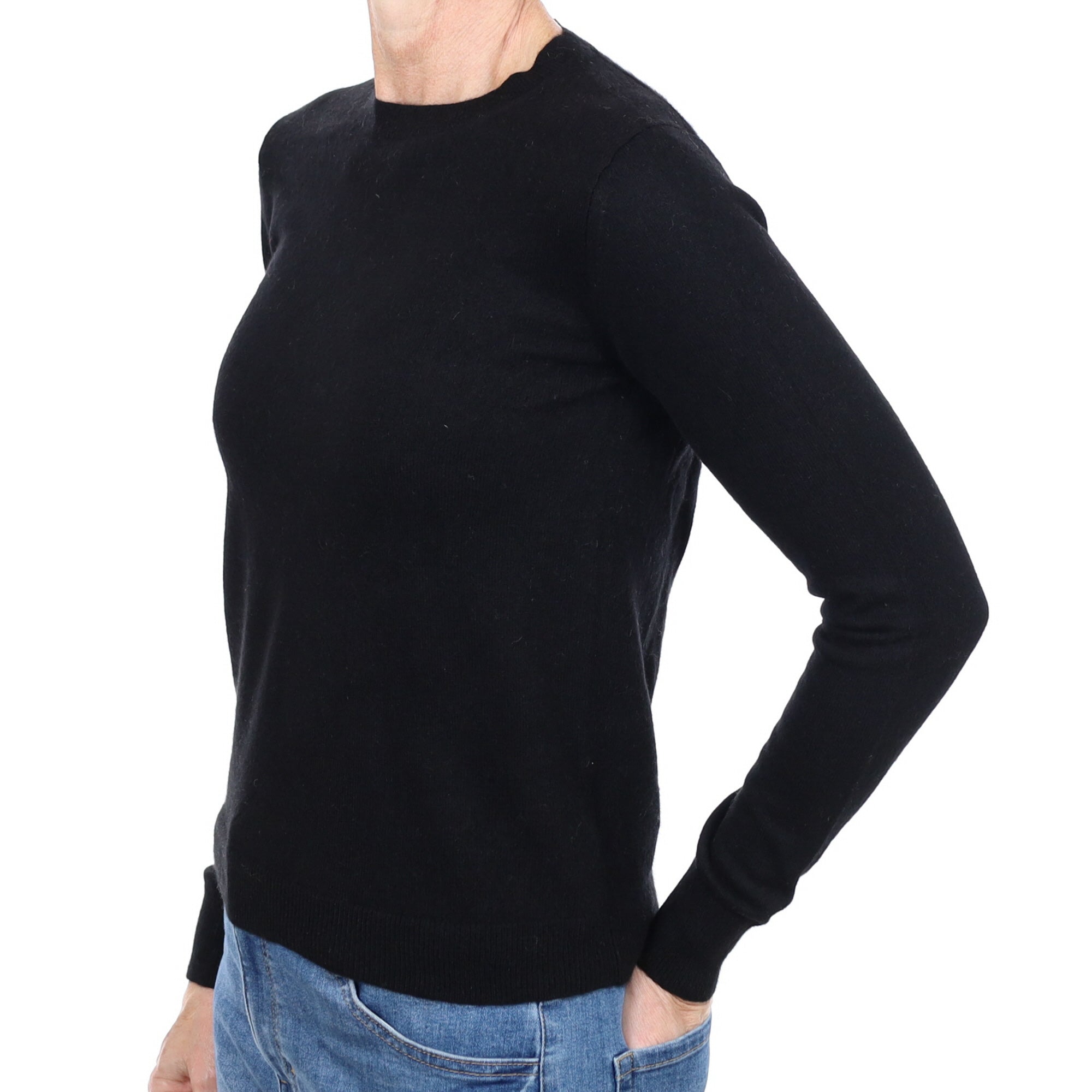 Black Cashmere Crew Neck Jumper Small