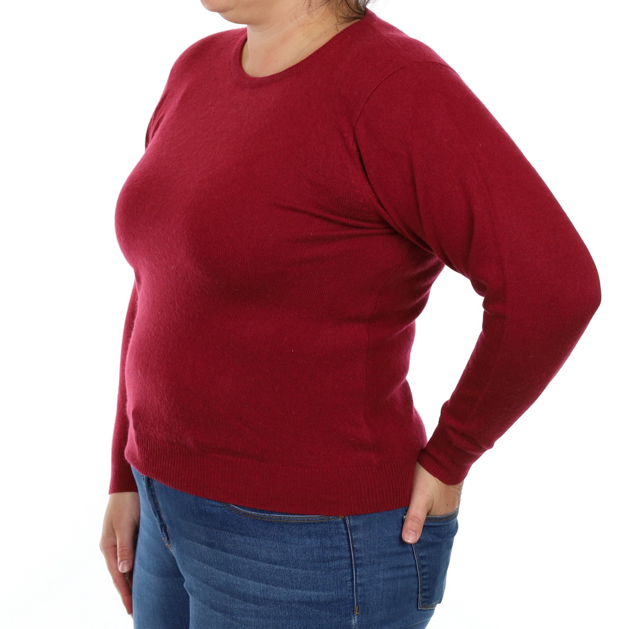 Deep Raspberry Cashmere Crew Neck Jumper Large