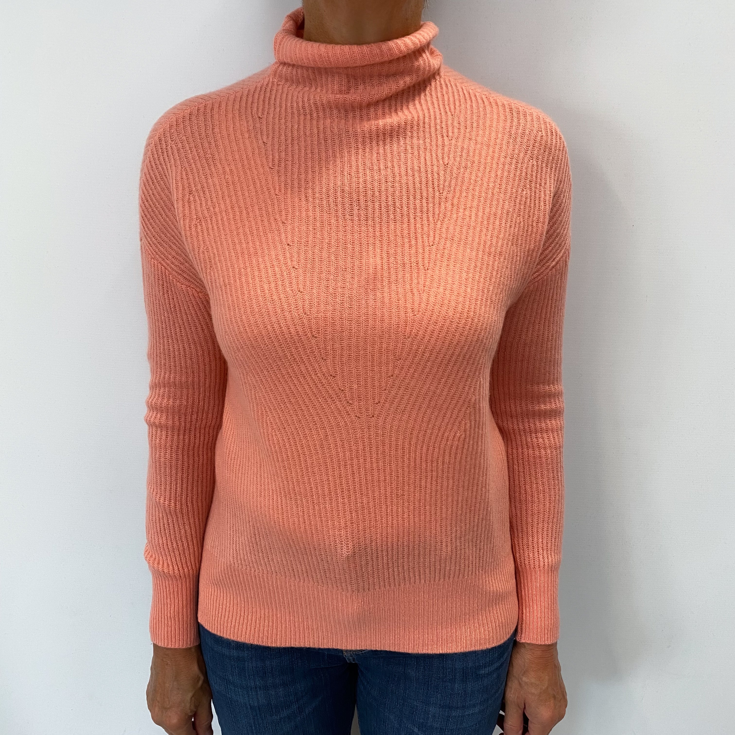 Muted Coral Cashmere Turtle Neck Jumper Medium