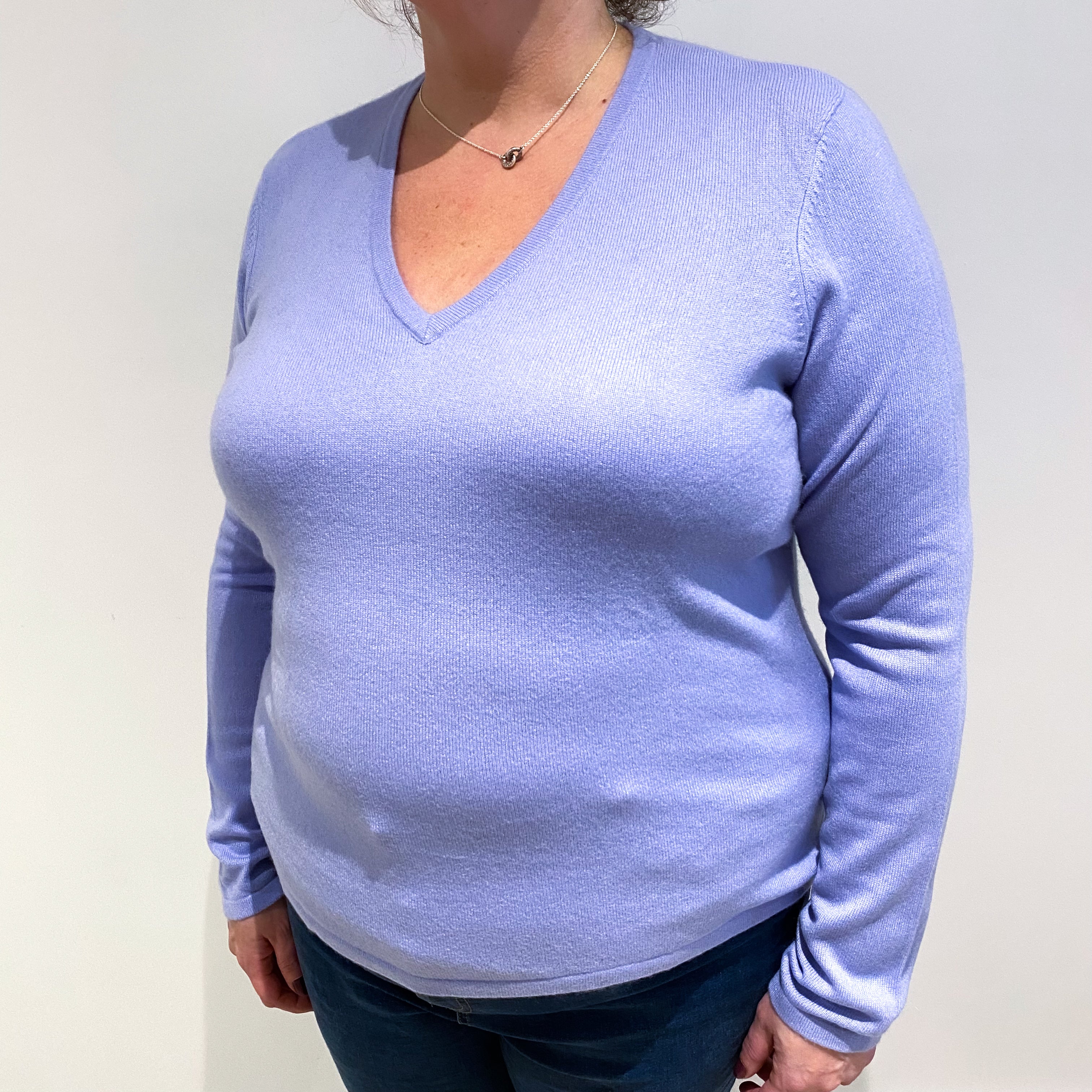 Sky Blue Cashmere V Neck Jumper Extra Large