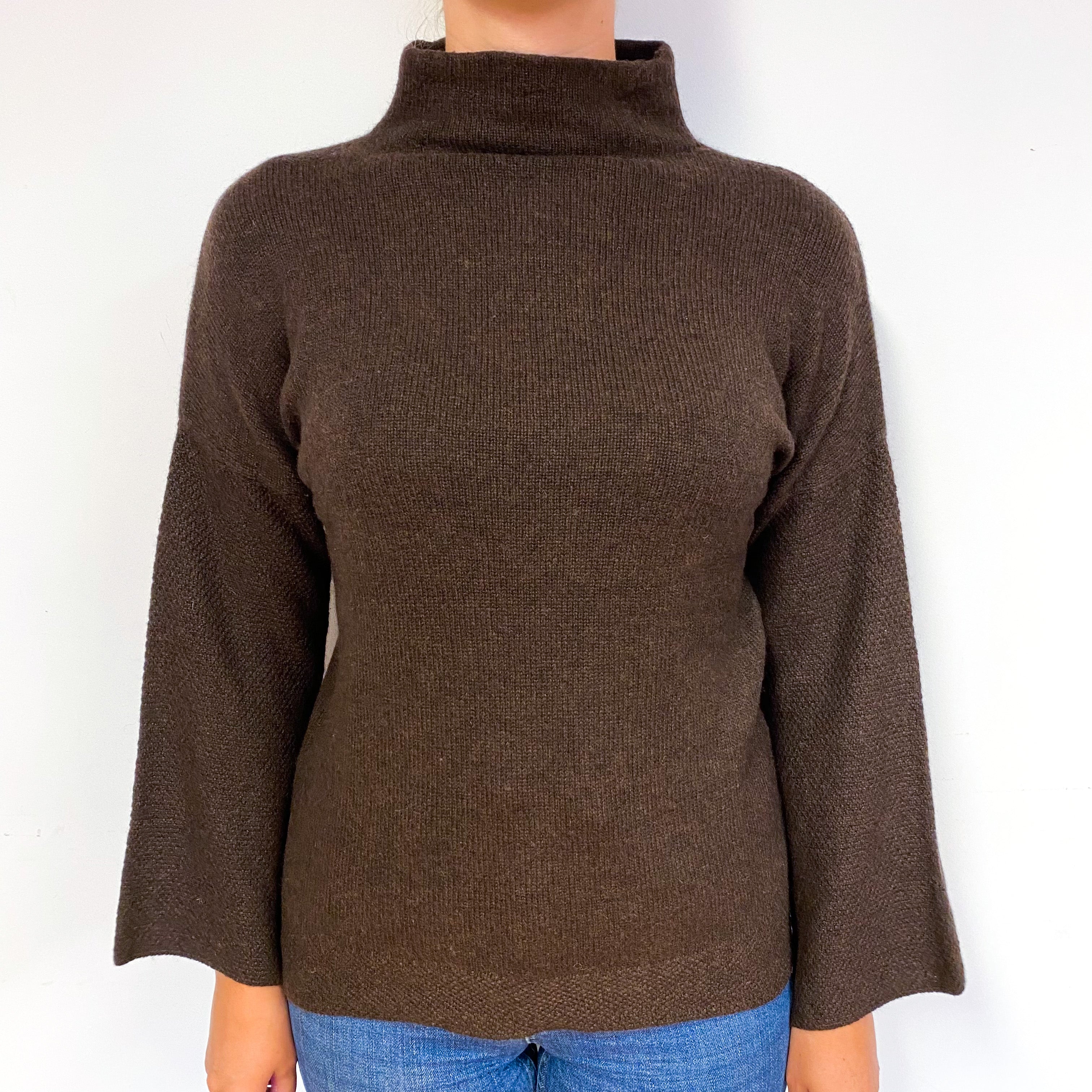 Chocolate Brown Cashmere Turtle Neck Jumper Small