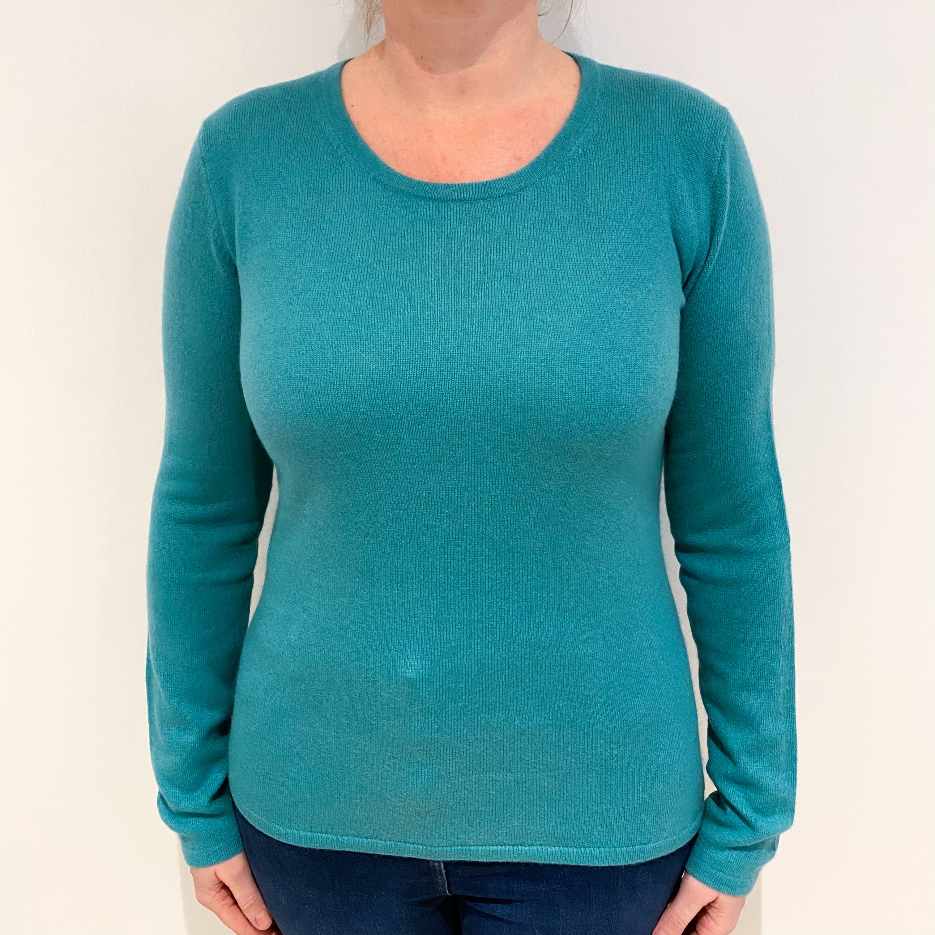 Sea Foam Green Cashmere Crew Neck Jumper Large