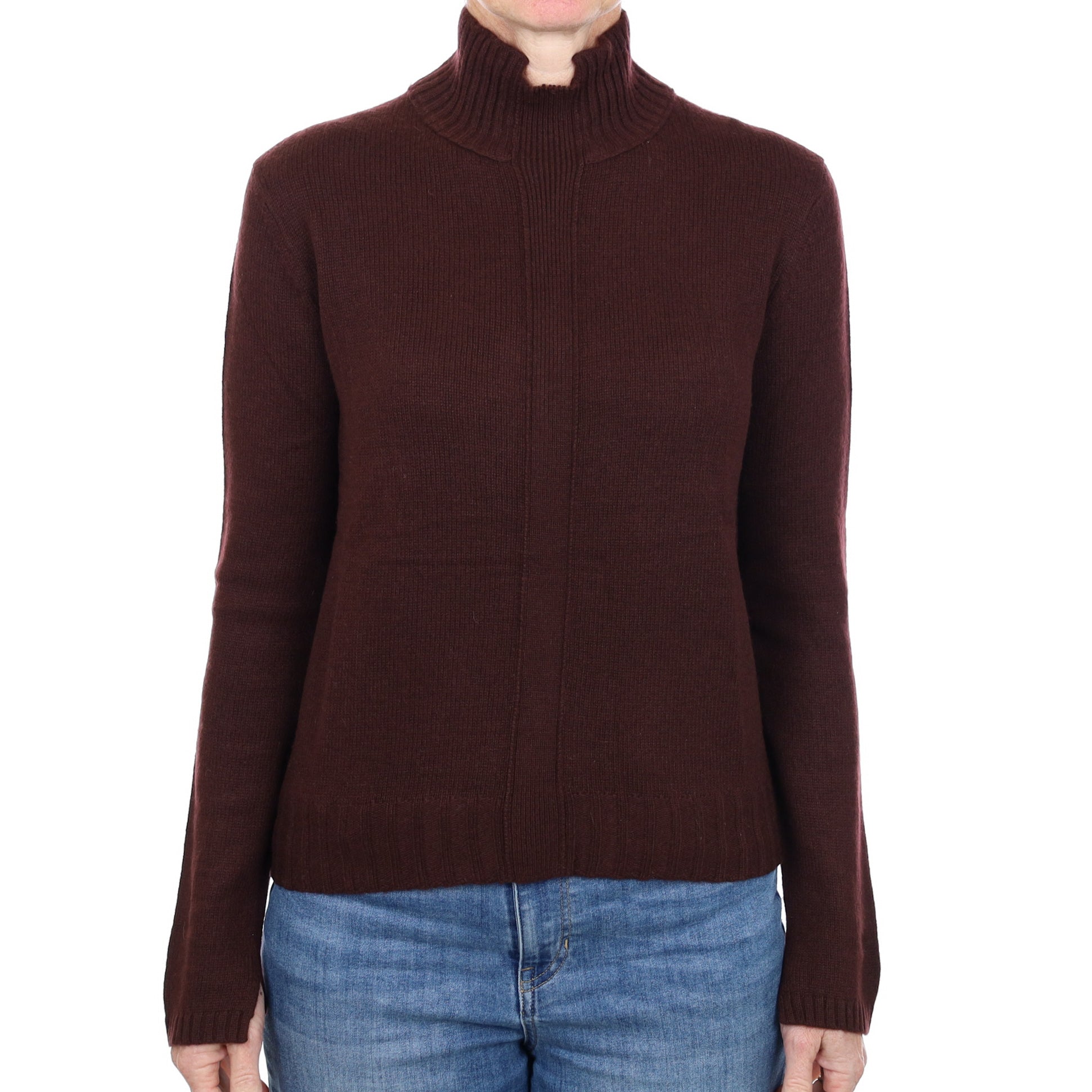 Aubergine Purple Cashmere Notch Turtle Neck Jumper Small