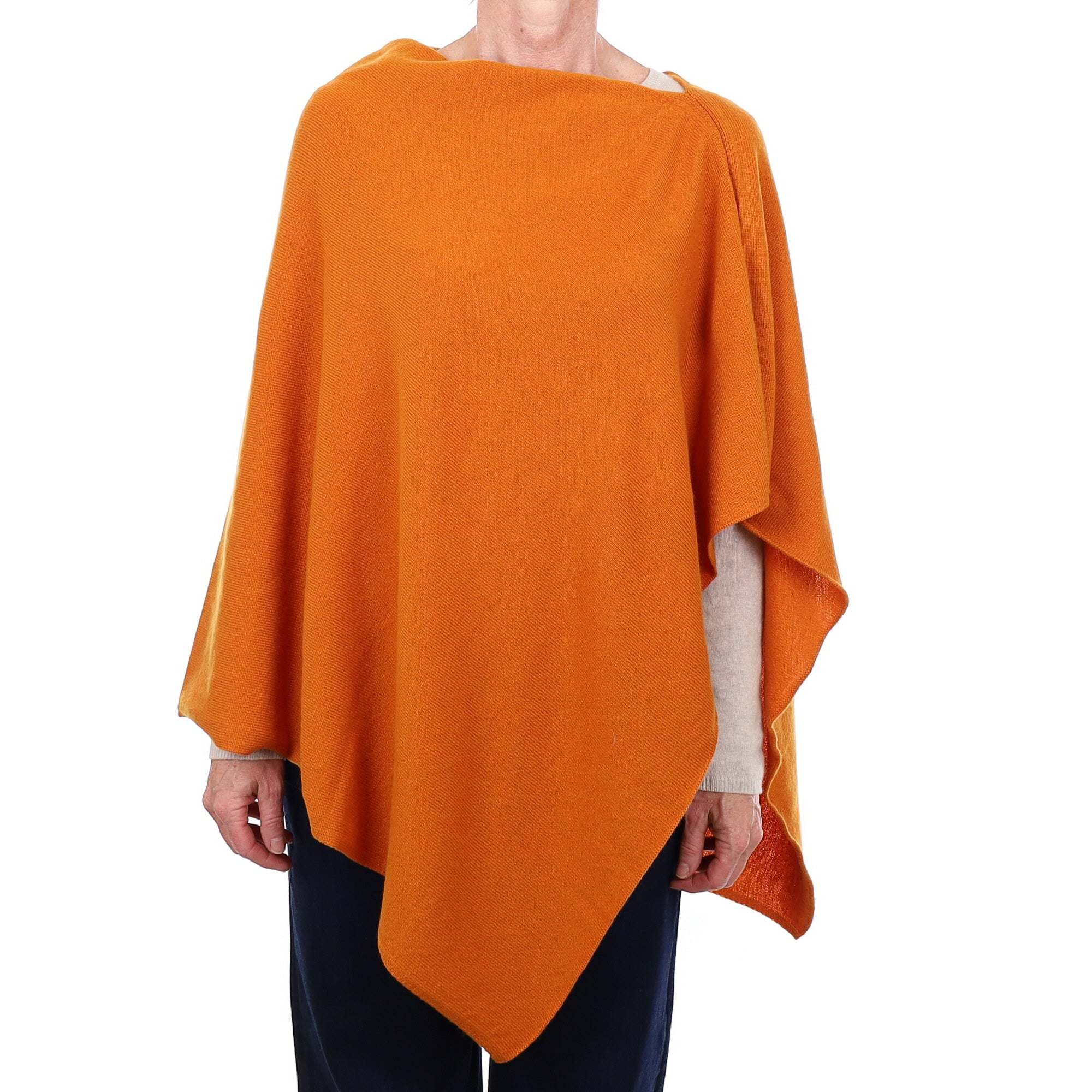 Brand New Scottish Pumpkin Orange Cashmere Poncho One Size