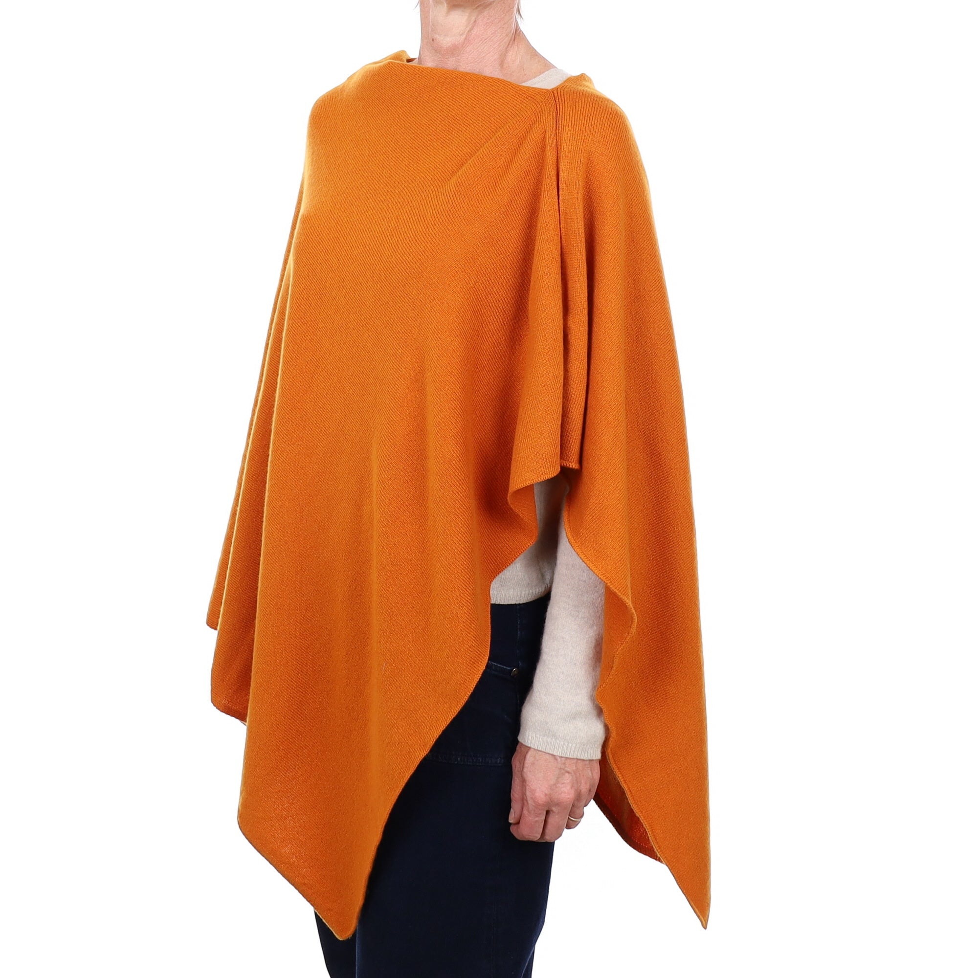 Brand New Scottish Pumpkin Orange Cashmere Poncho One Size