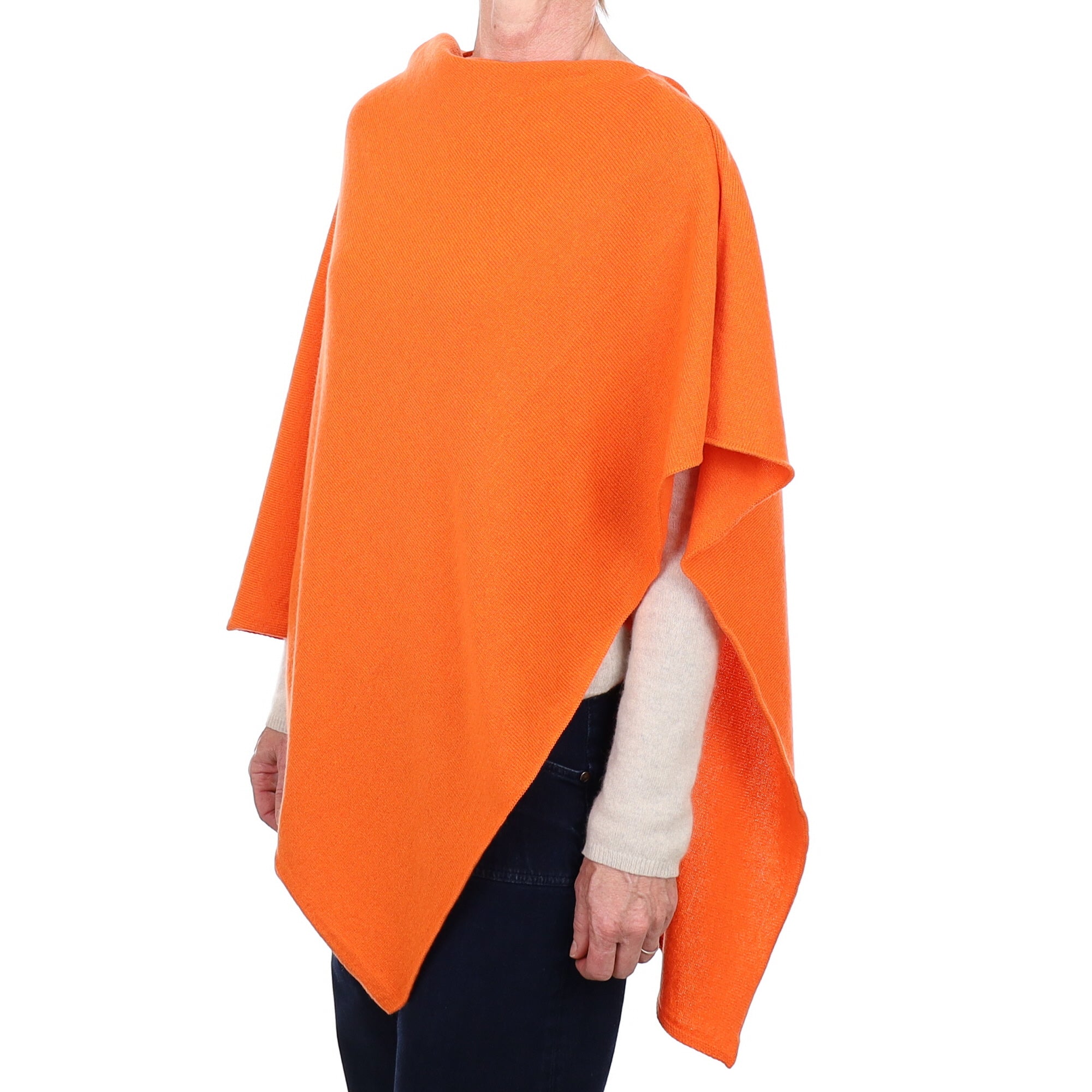 Brand New Scottish Tangerine Orange Cashmere Poncho One Size