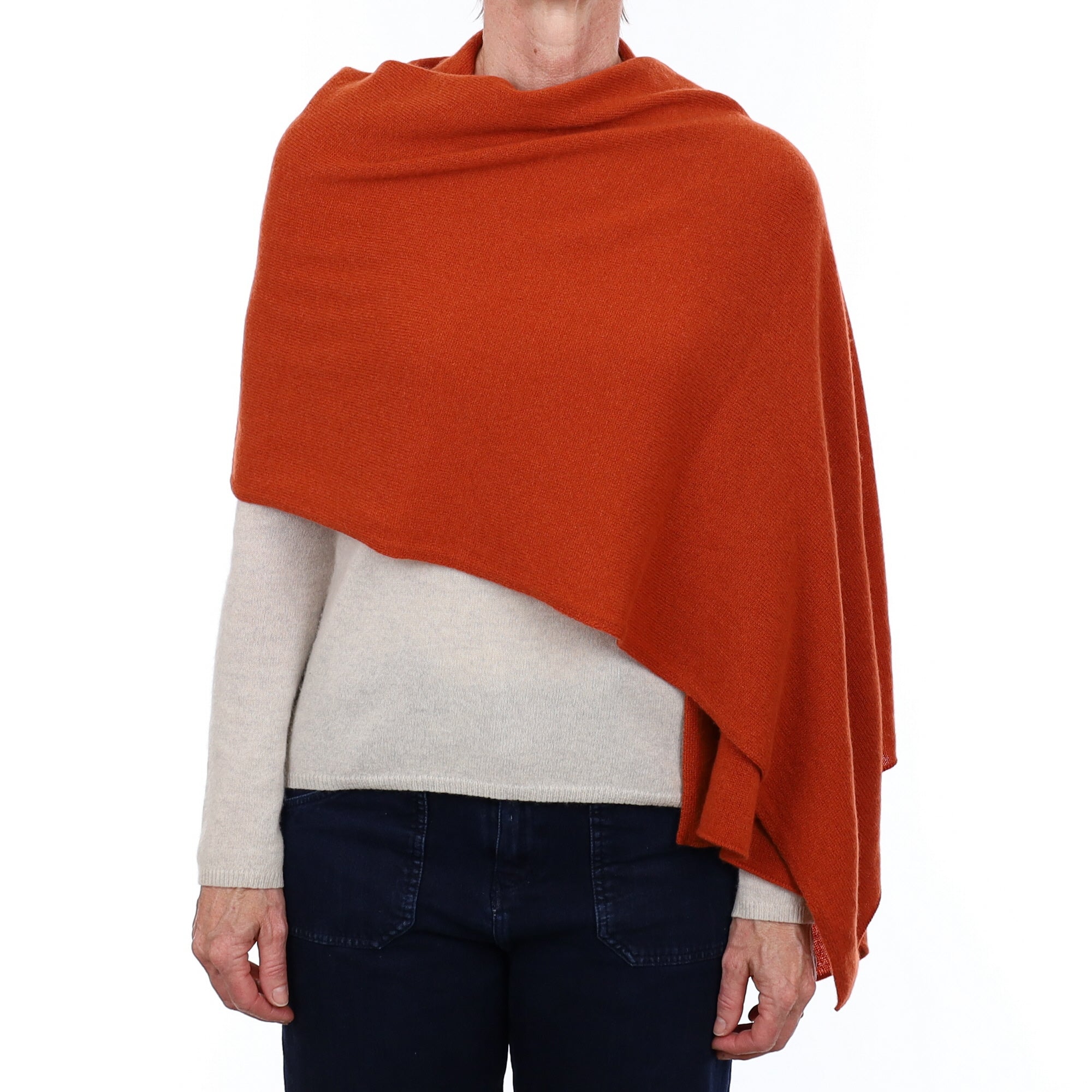 Brand New Scottish Burnt Orange Gauzy Cashmere Wrap