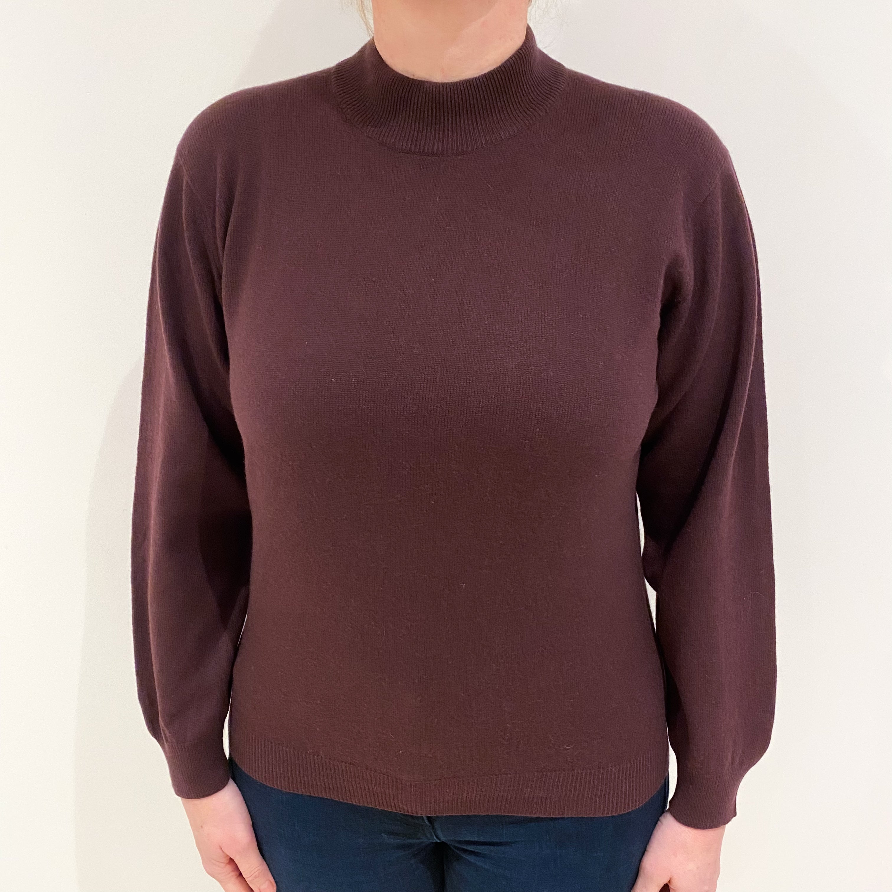 Plum Purple Cashmere Turtle Neck Jumper Large