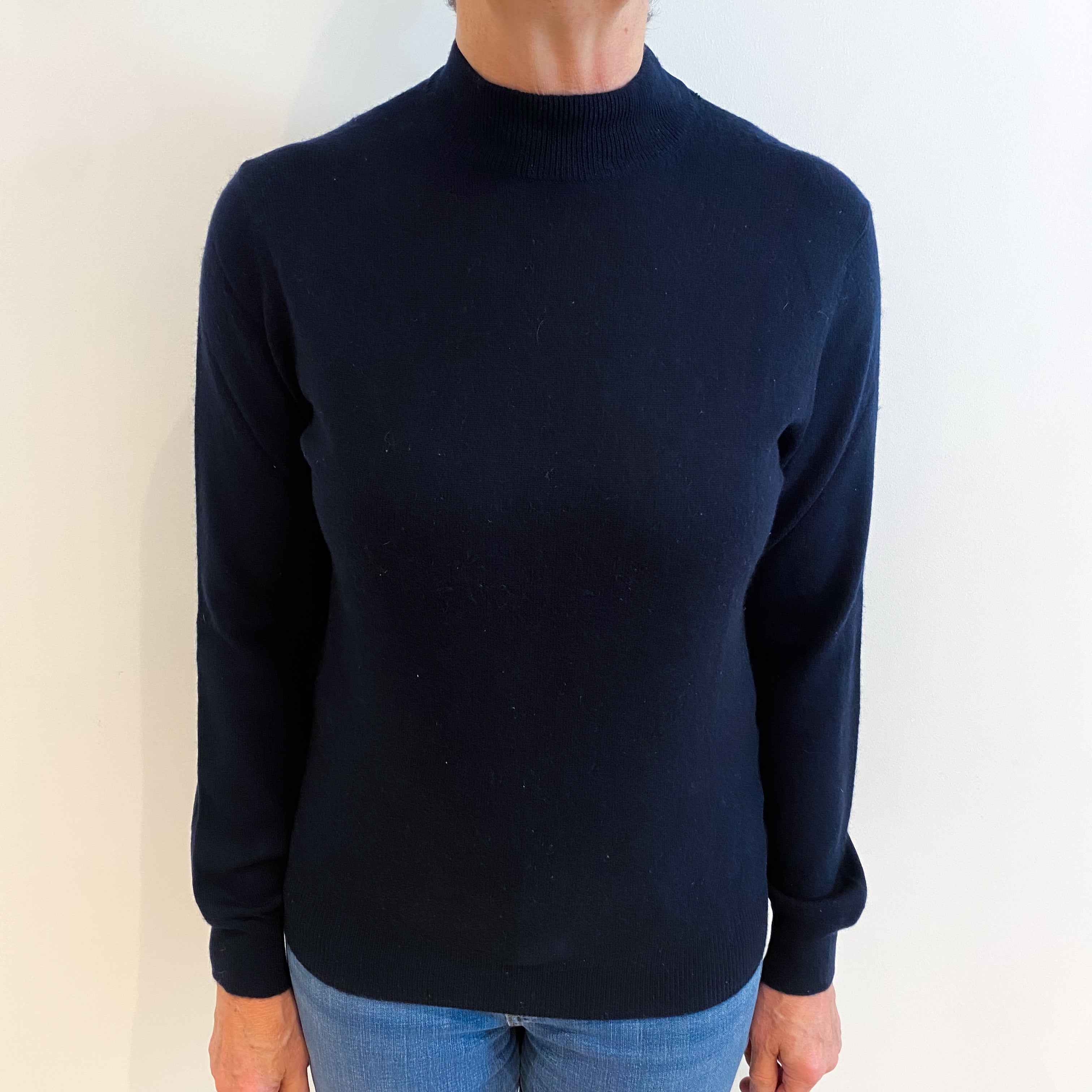 Dark Navy Cashmere Turtle Neck Jumper Medium