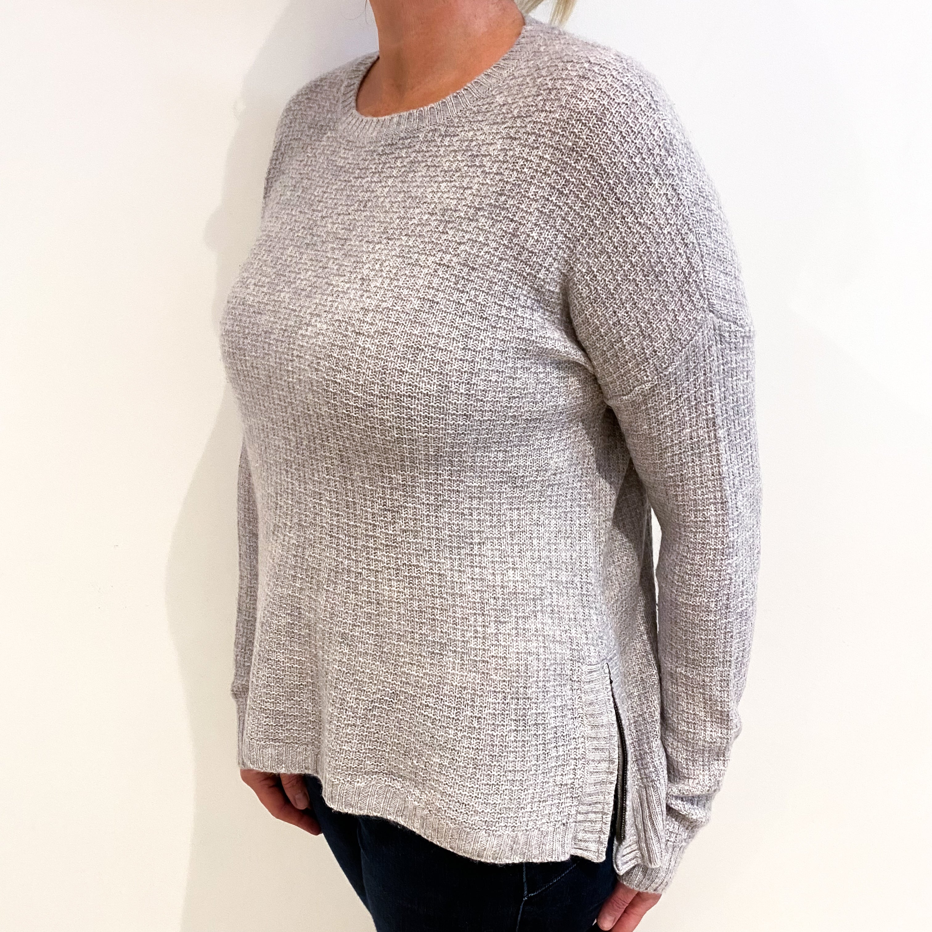 Cynthia Rowley Mist Grey Cashmere Crew Neck Jumper Large