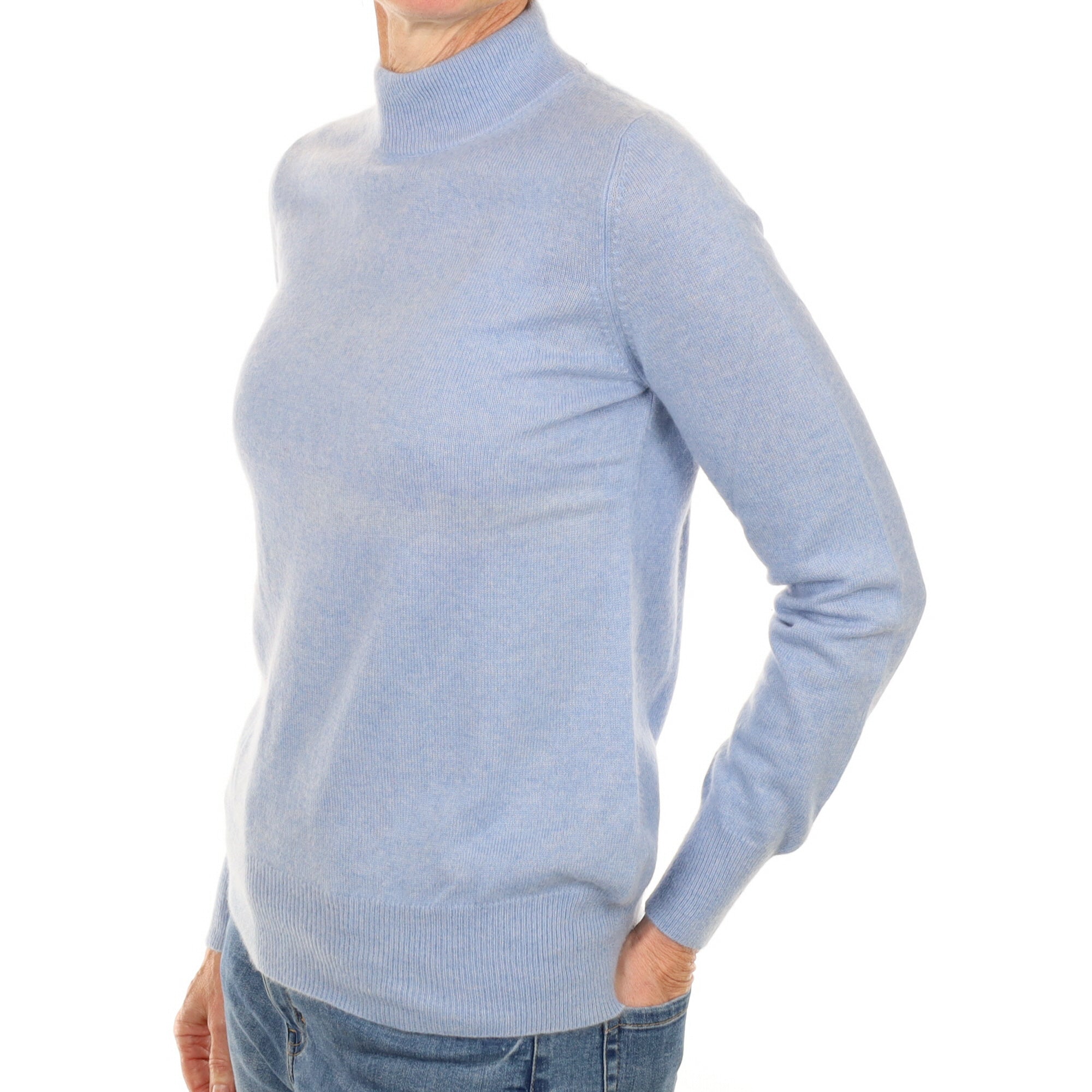 Sky Blue Cashmere Turtle Neck Jumper Small