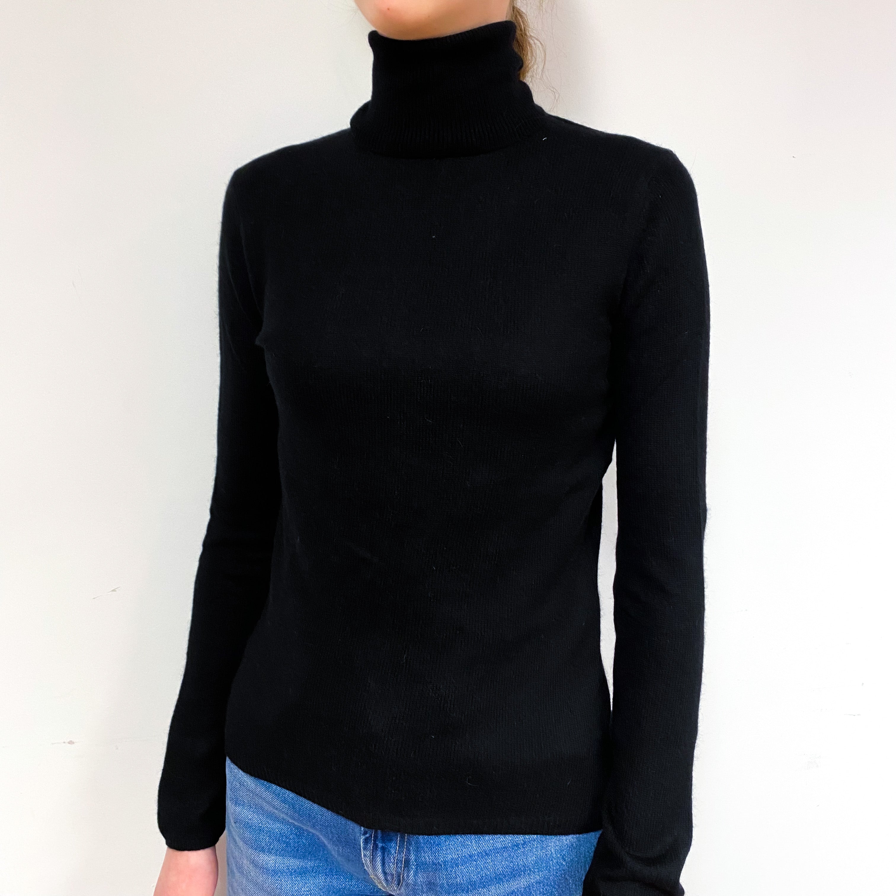 Black Cashmere Polo Neck Jumper Extra Small