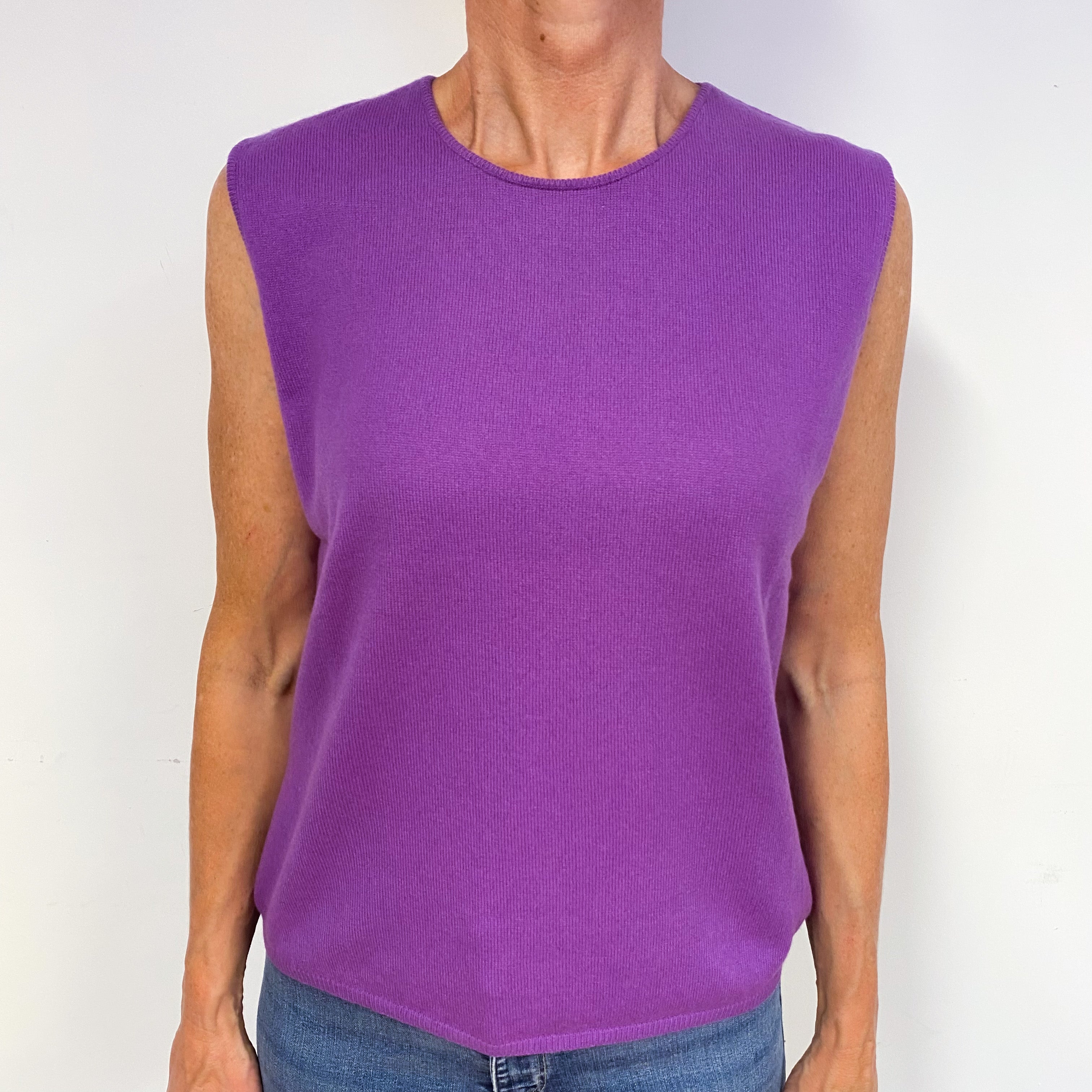 Violet Purple Cashmere Crew Neck Tank Top Medium