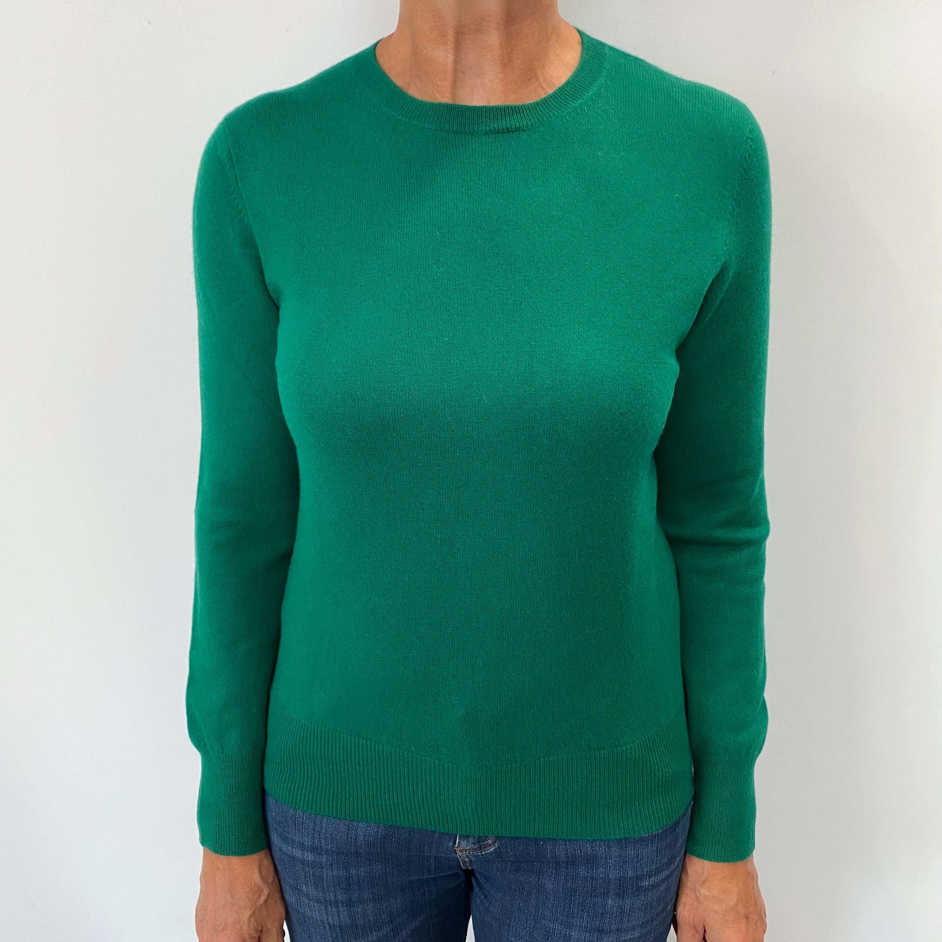 Bright Shamrock Green Cashmere Crew Neck Jumper Medium