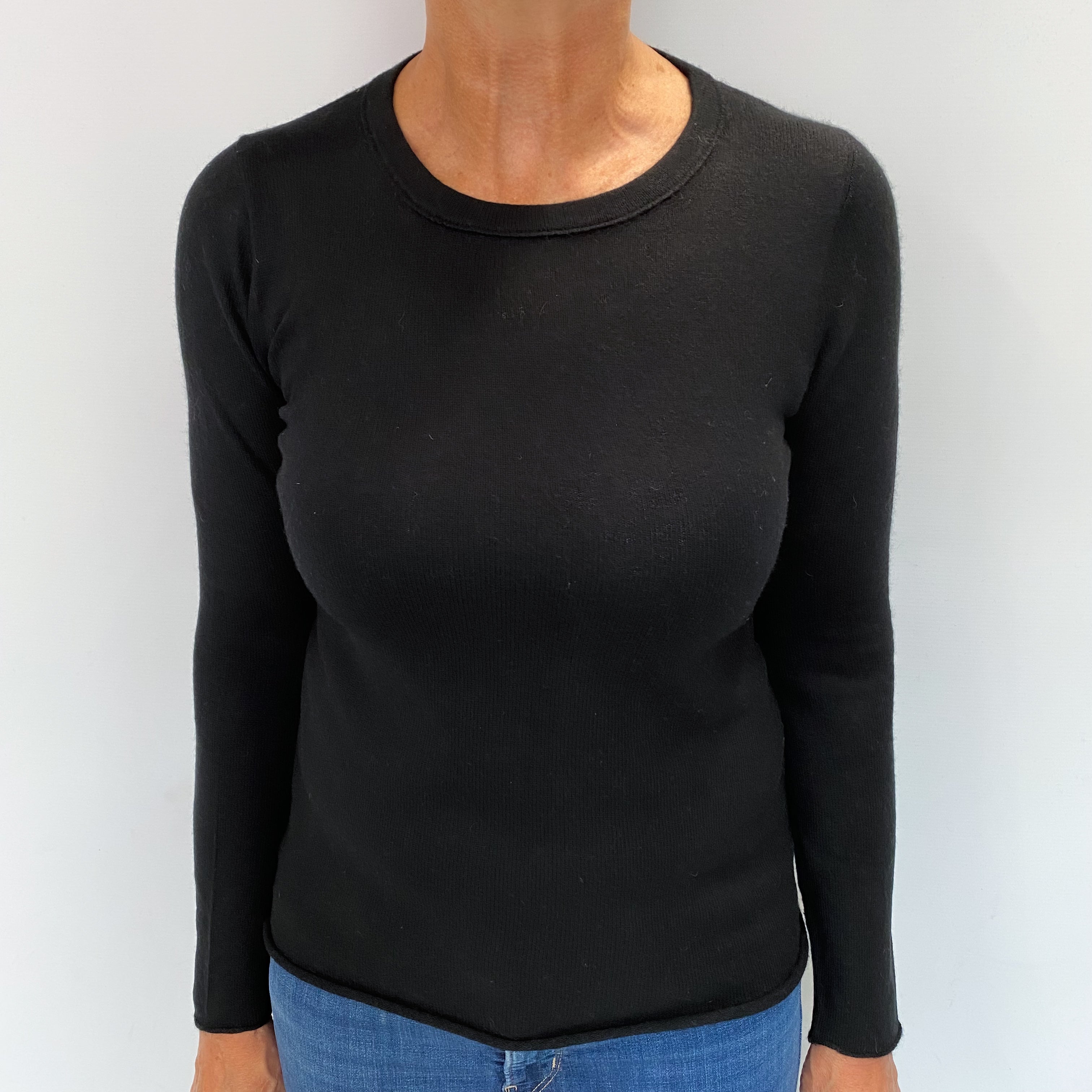 Black Cashmere Crew Neck Jumper Medium