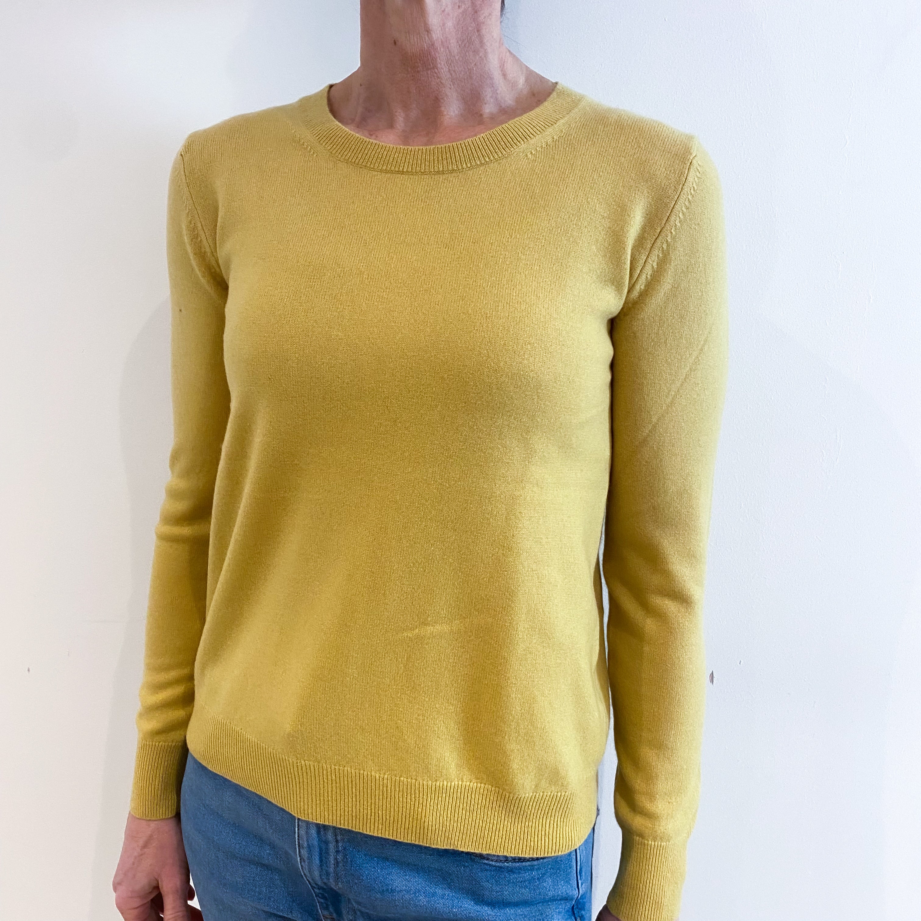 Mustard Yellow Cashmere Crew Neck Jumper Small