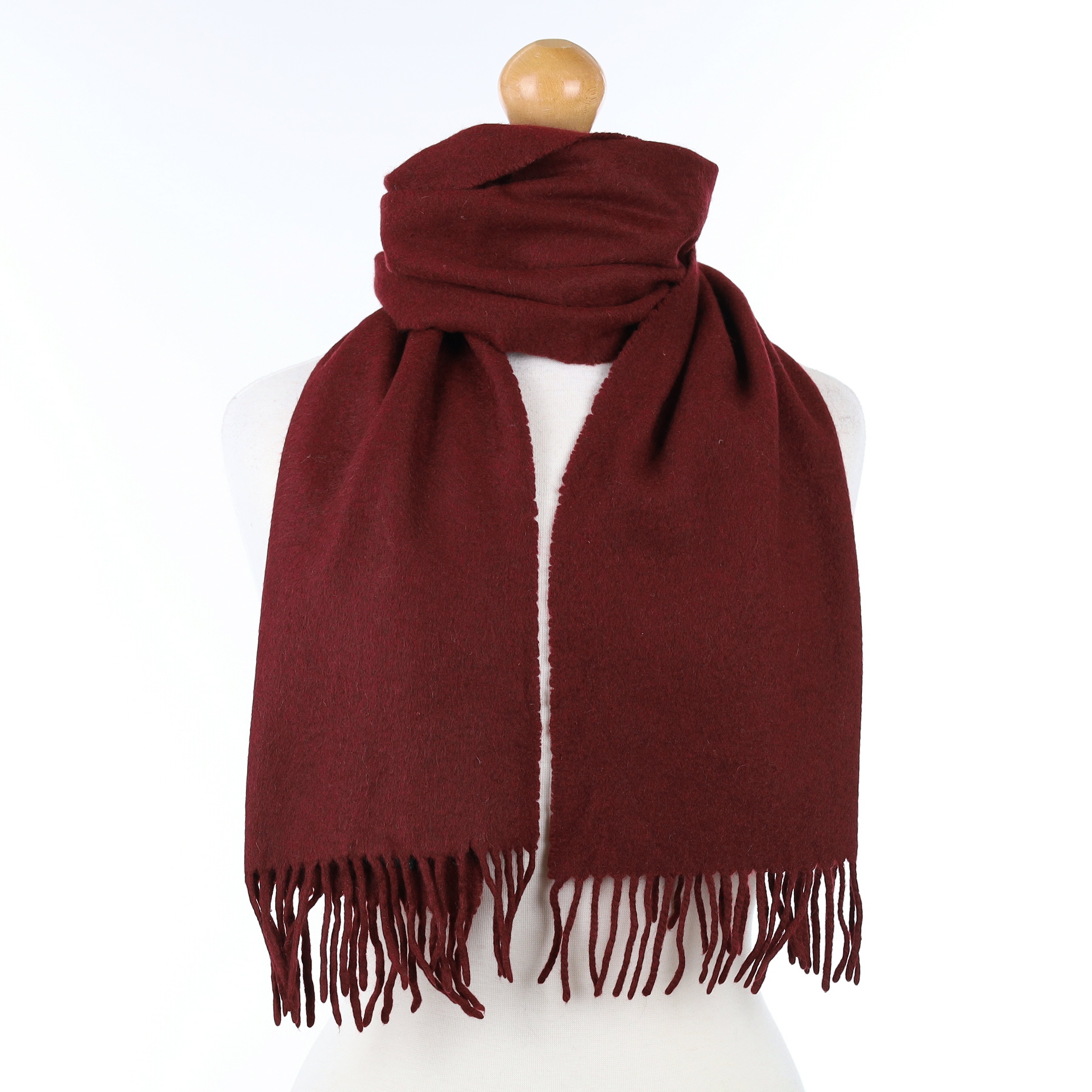 Scottish Rich Wine Red Cashmere Woven Scarf