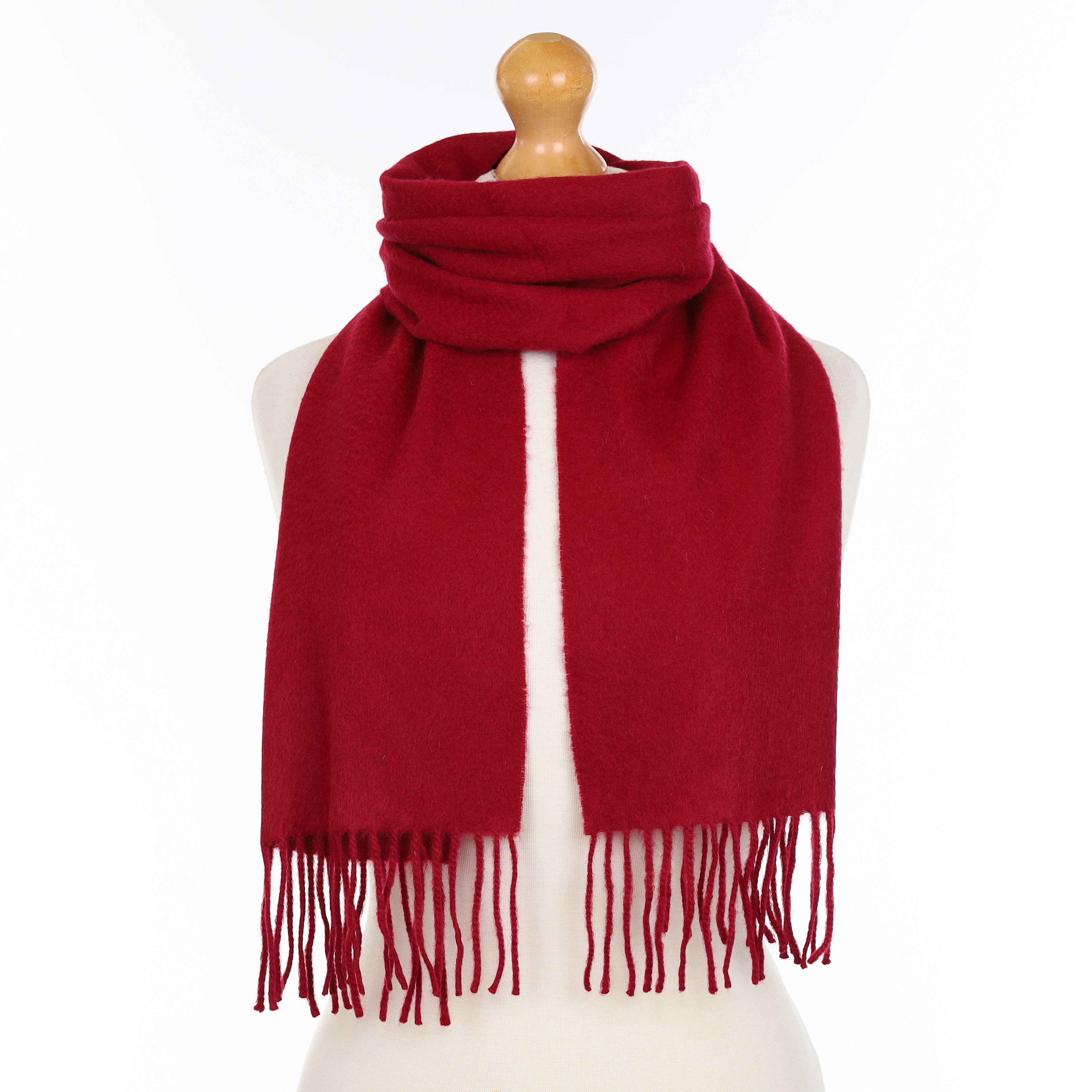 Garnet Red Cashmere Woven Scarf