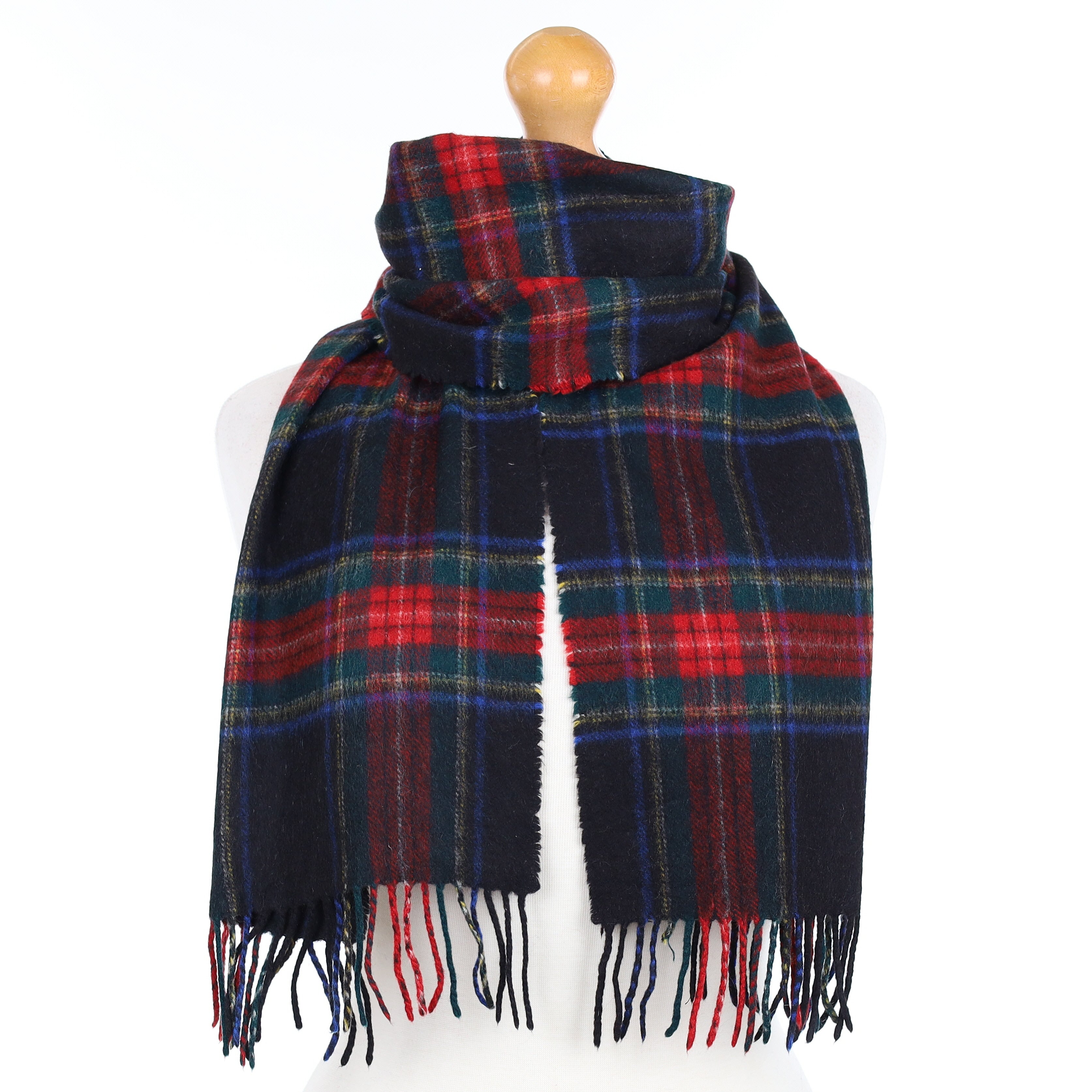 Black Red and Green Plaid Cashmere Woven Scarf