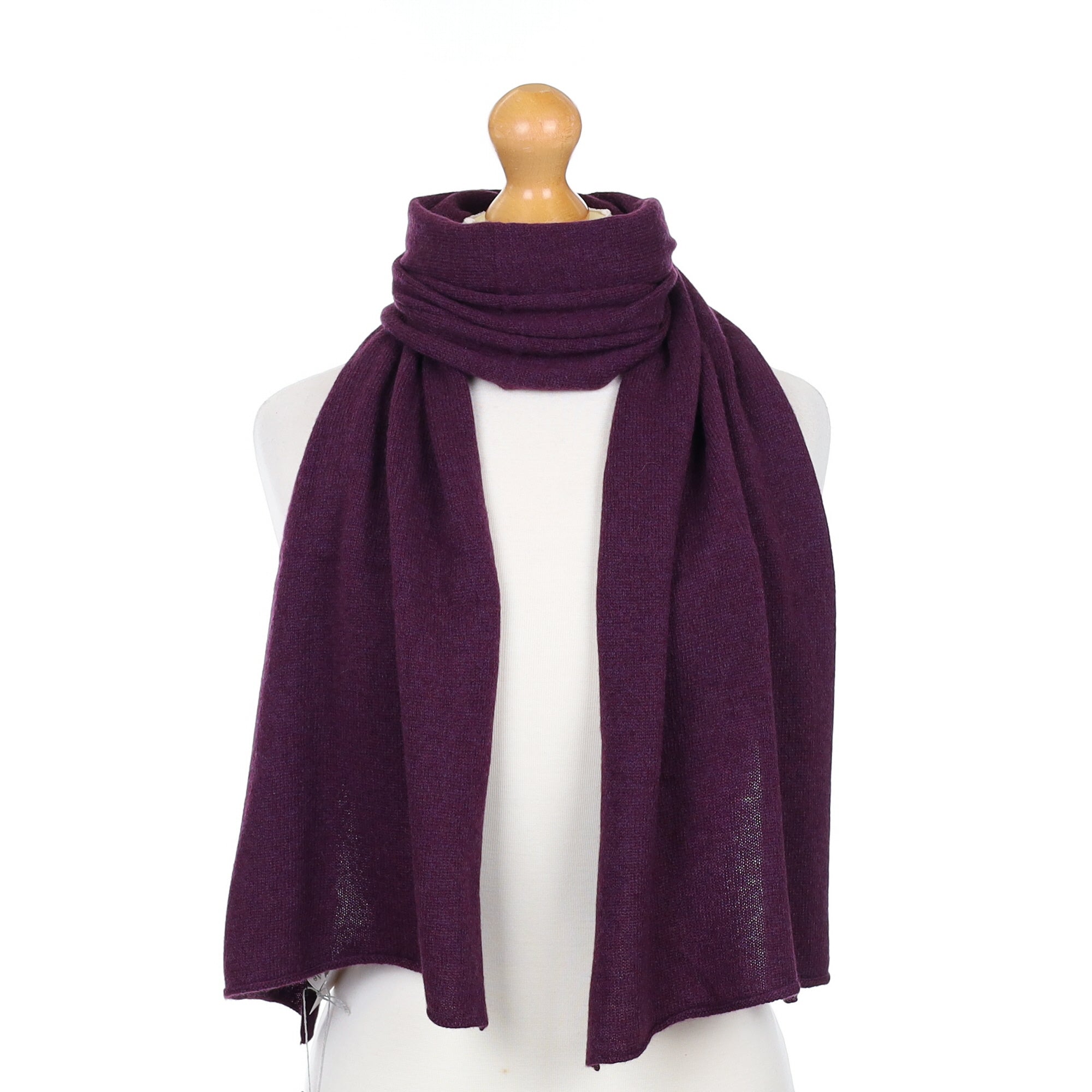 Brand New Scottish Blueberry Purple Cashmere Knitted Scarf