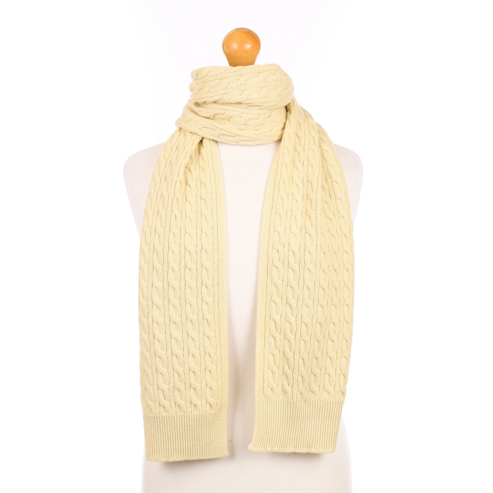 Brand New Scottish Soft Sand Cashmere Cable Scarf