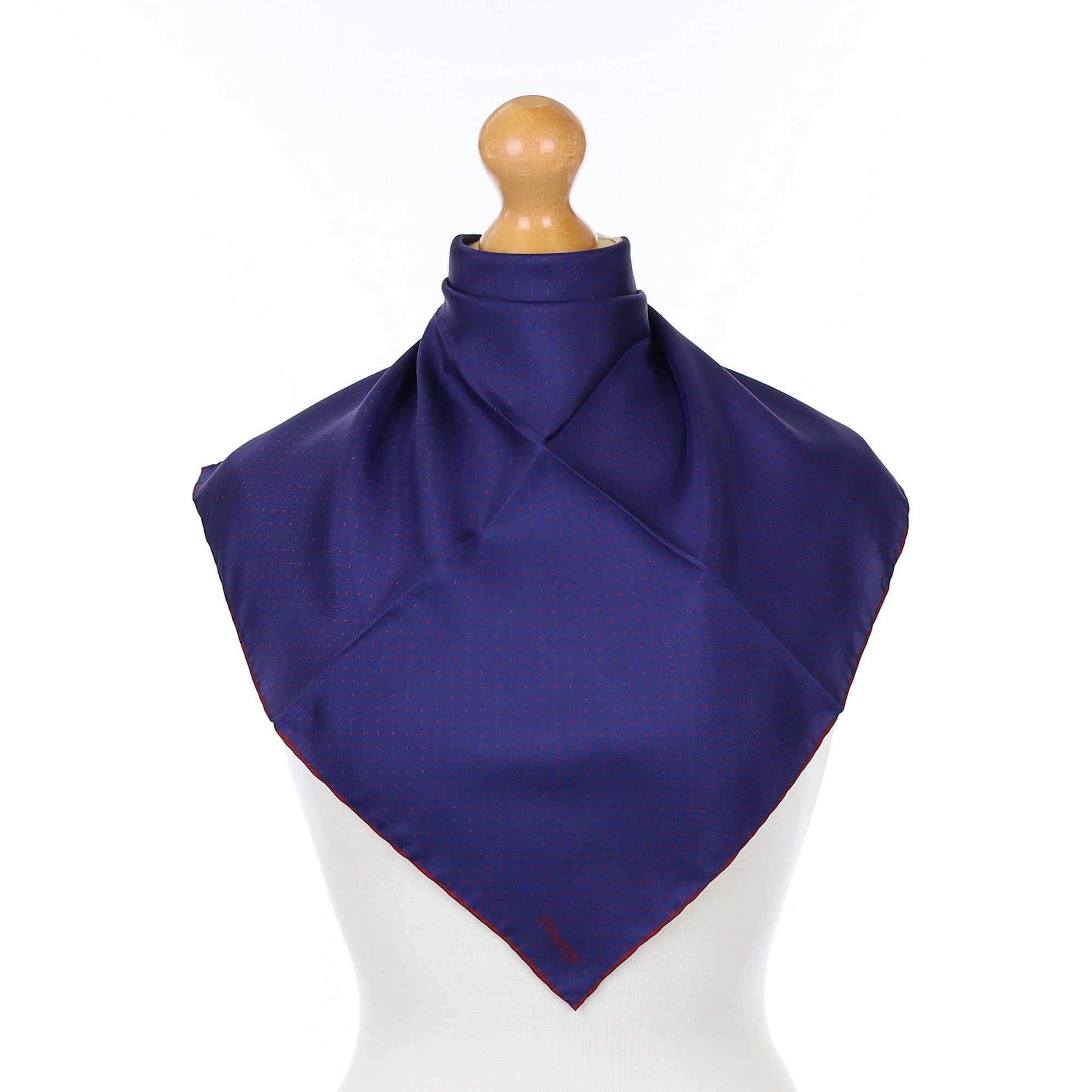 Brand New T.M Lewin Navy and Red Dotty Silk Pocket Square