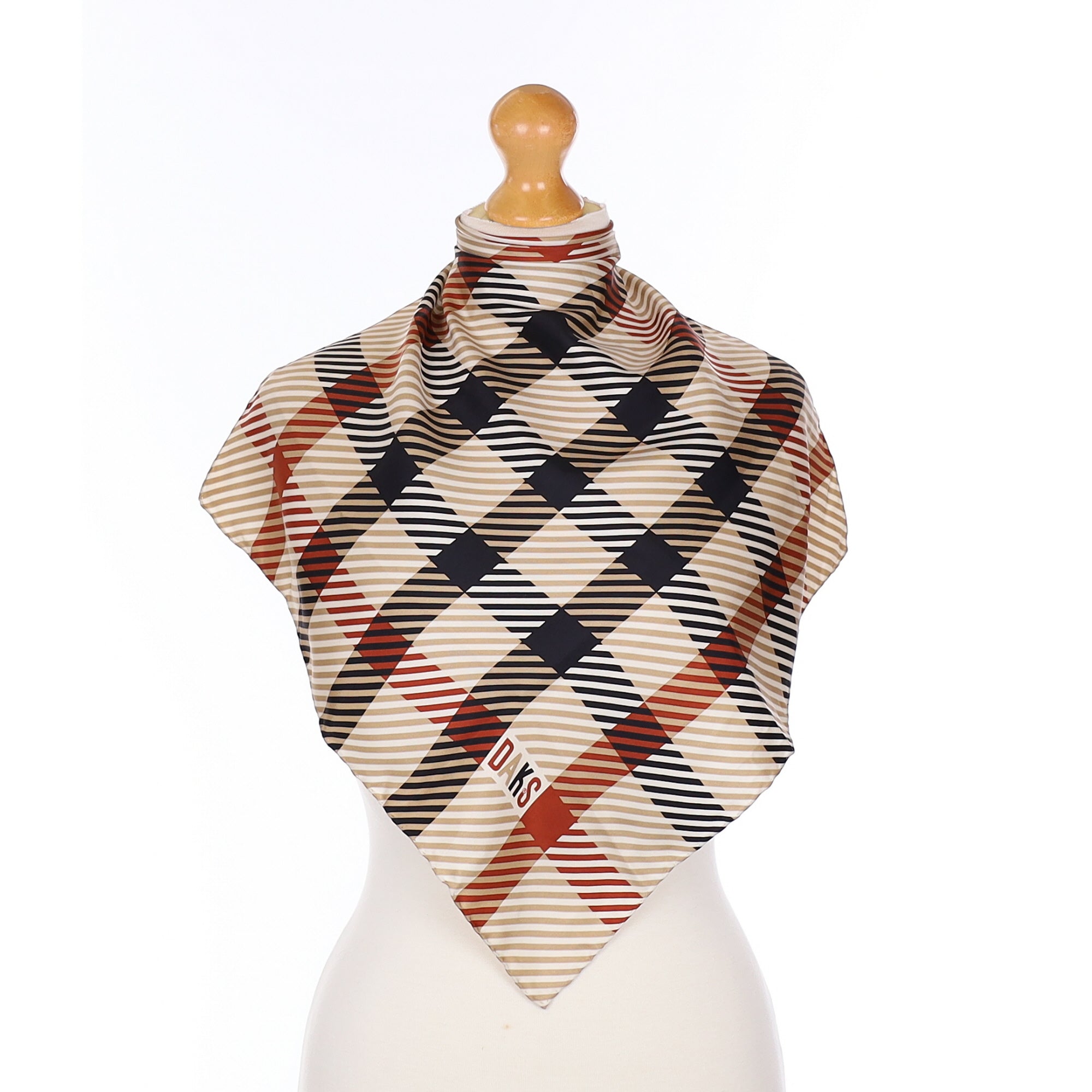 Daks Brown Black and Red Striped Silk Scarf