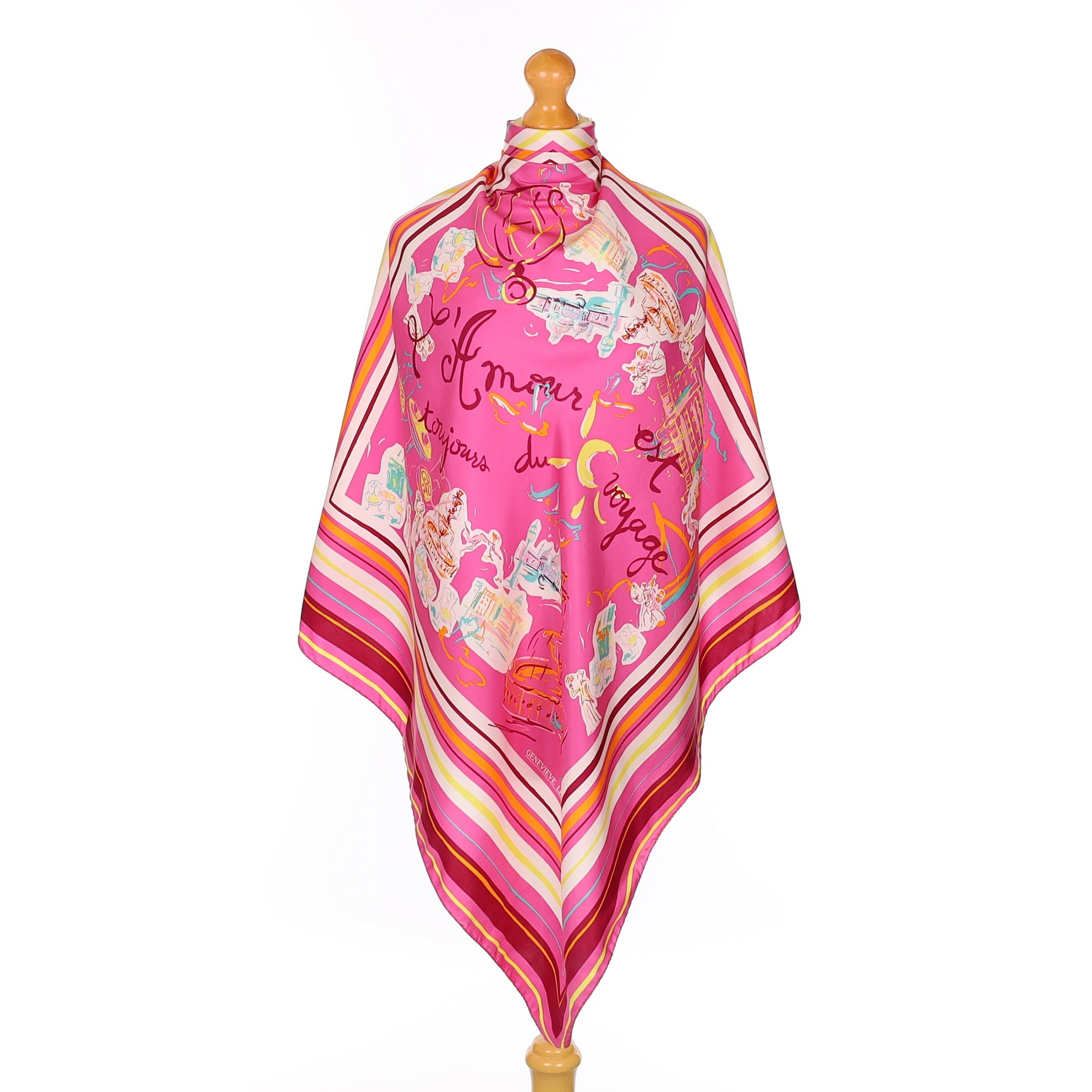 Genevieve Lethu Pink Design Silk Scarf