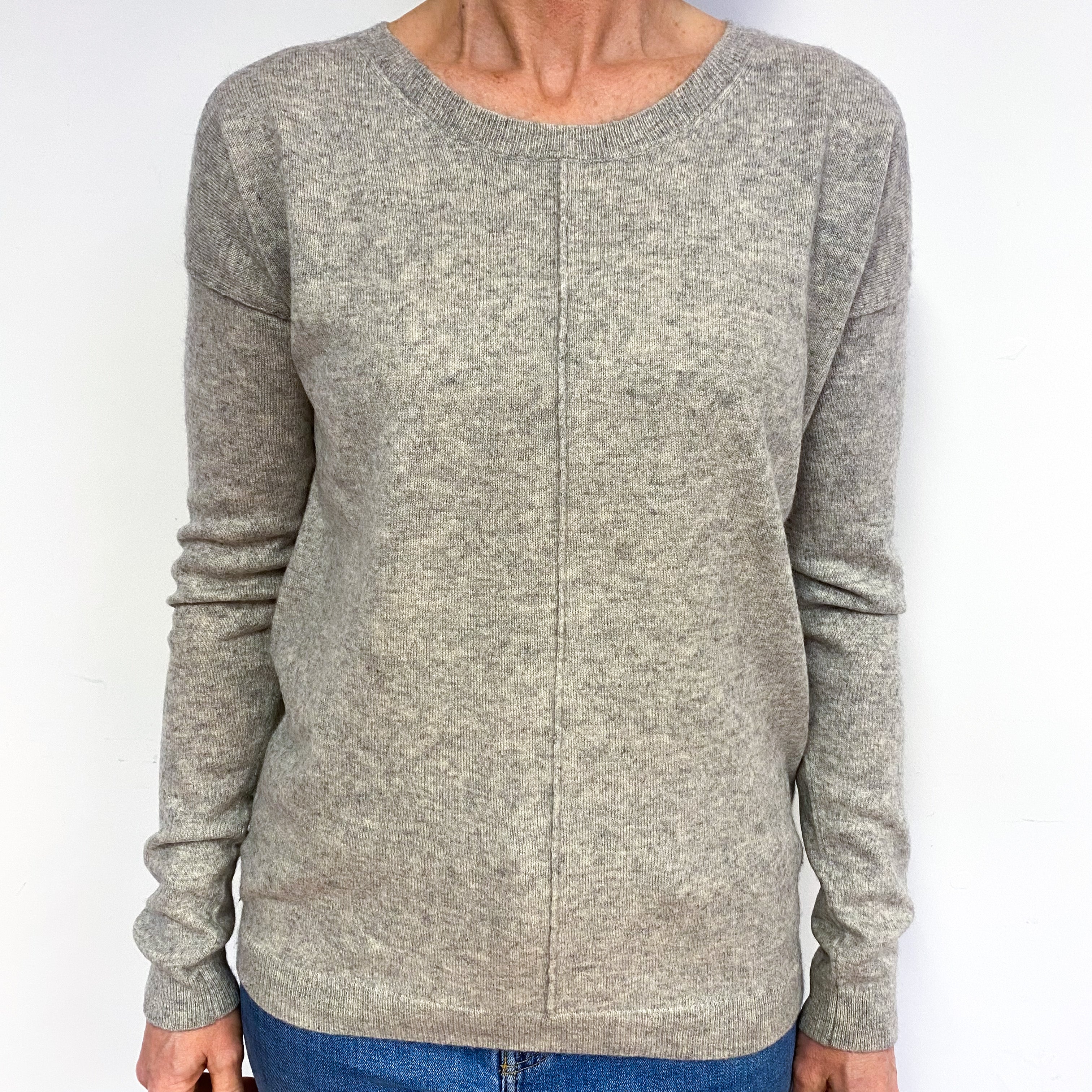 Silver Grey Cashmere Crew Neck Jumper Medium