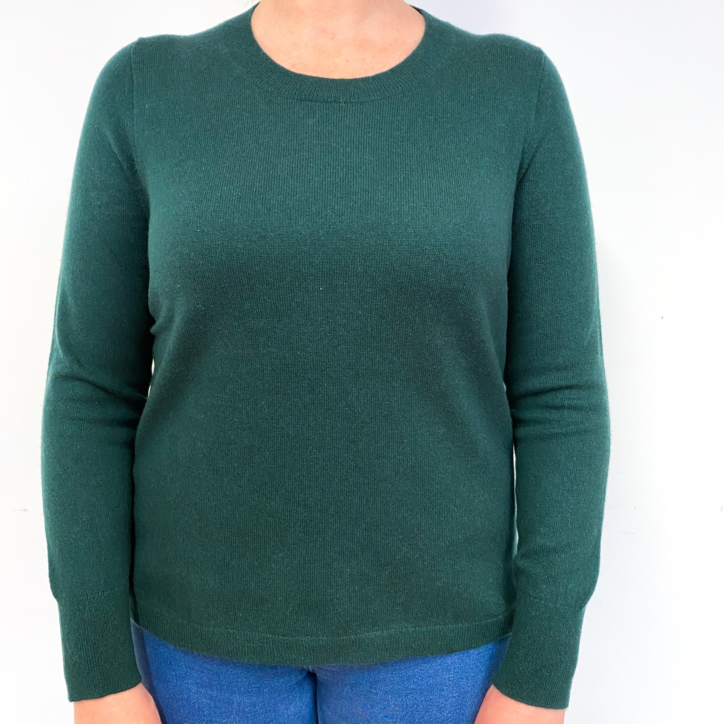 Bottle Green Cashmere Crew Neck Jumper Large
