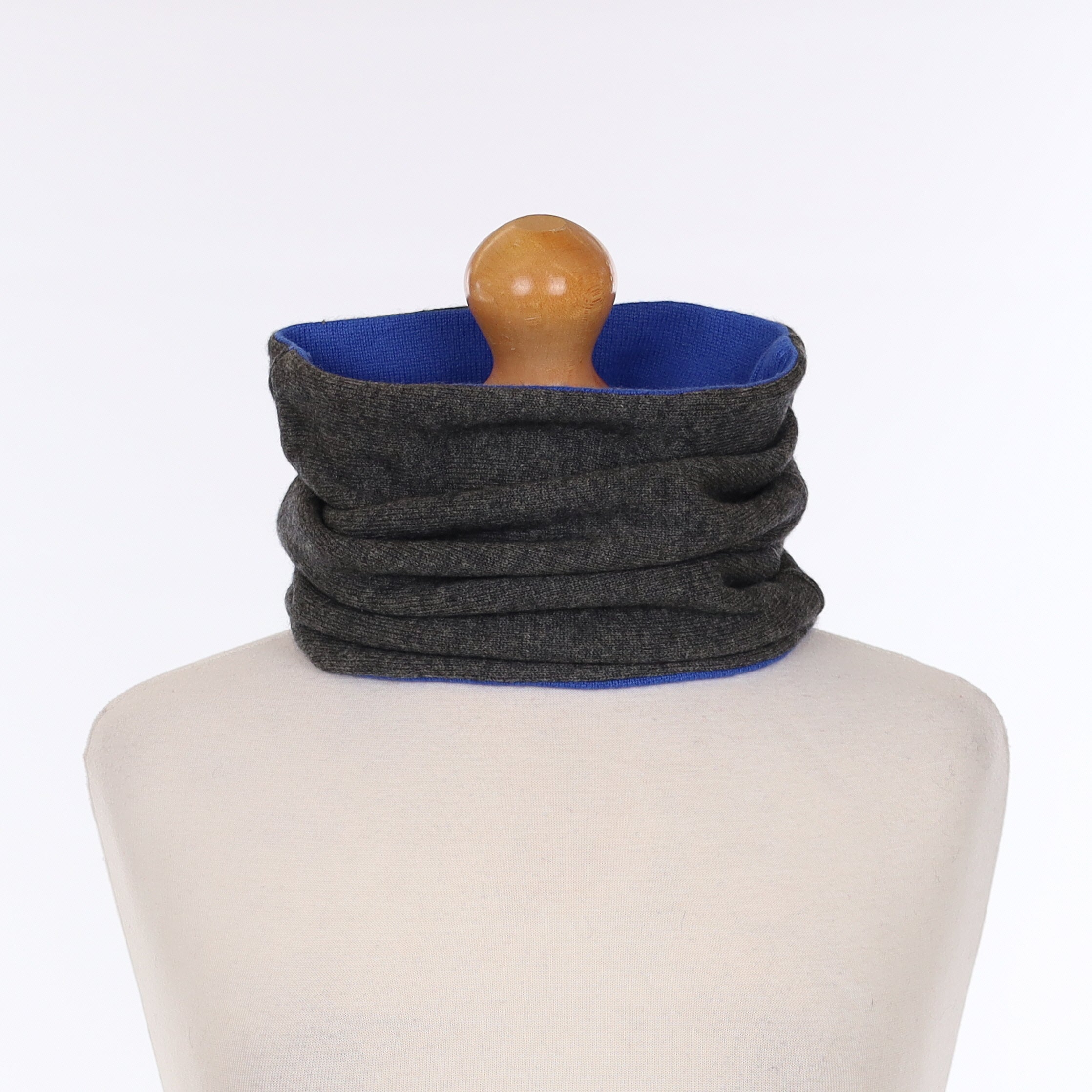 Men’s Royal Blue and Smoke Grey Luxury Double Layered Snood