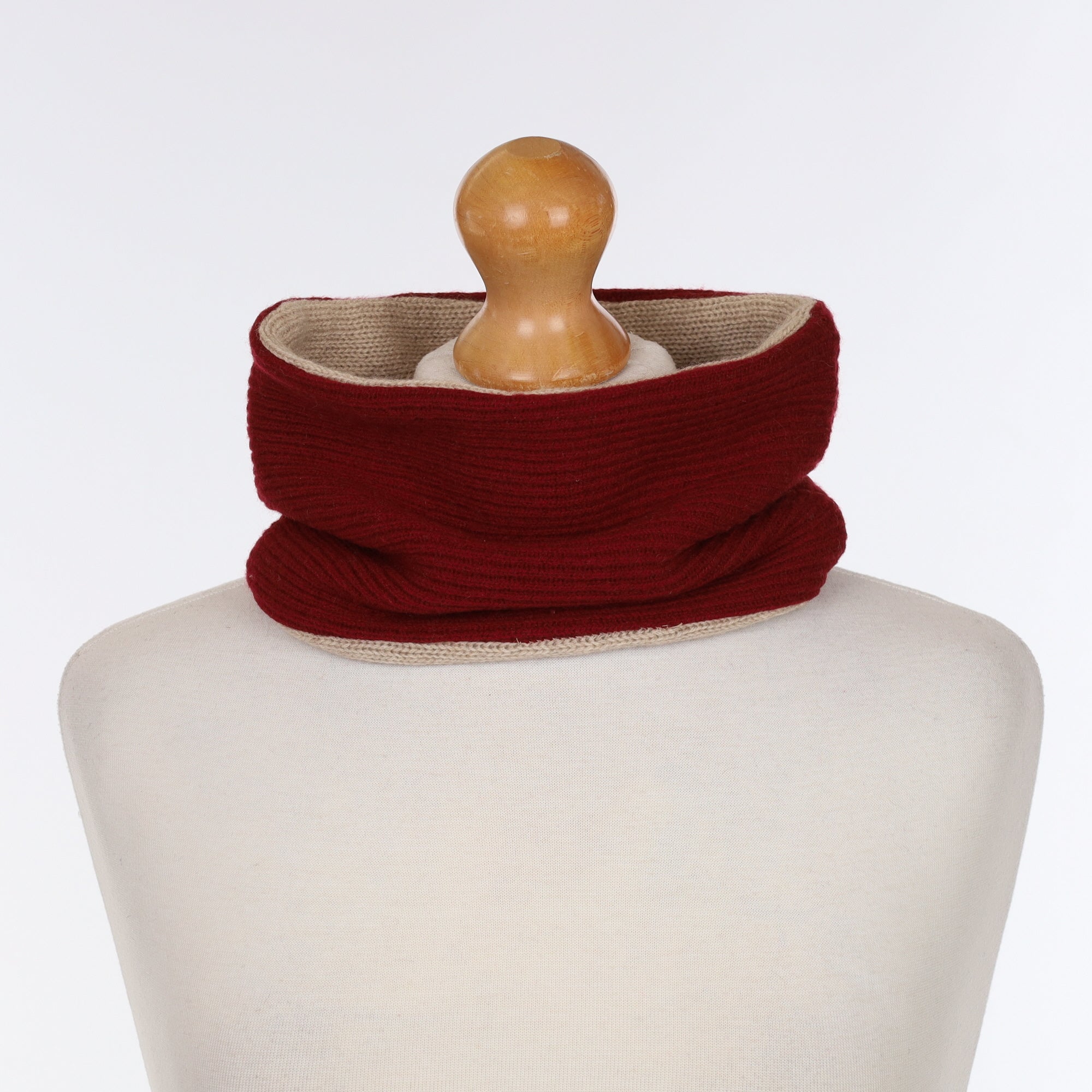 Wine Red Rib & Fawn Neck Warmer