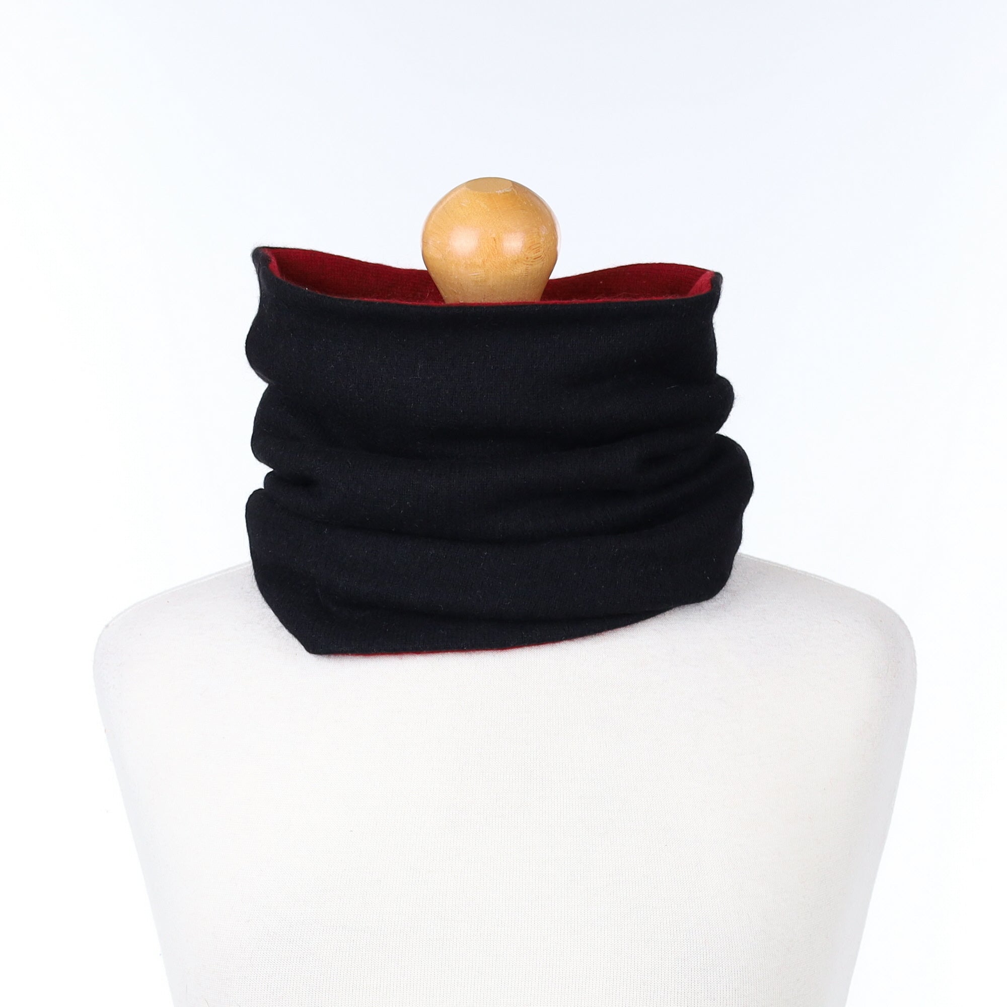 Men's Black and Crimson Red Luxury Double Layered Snood
