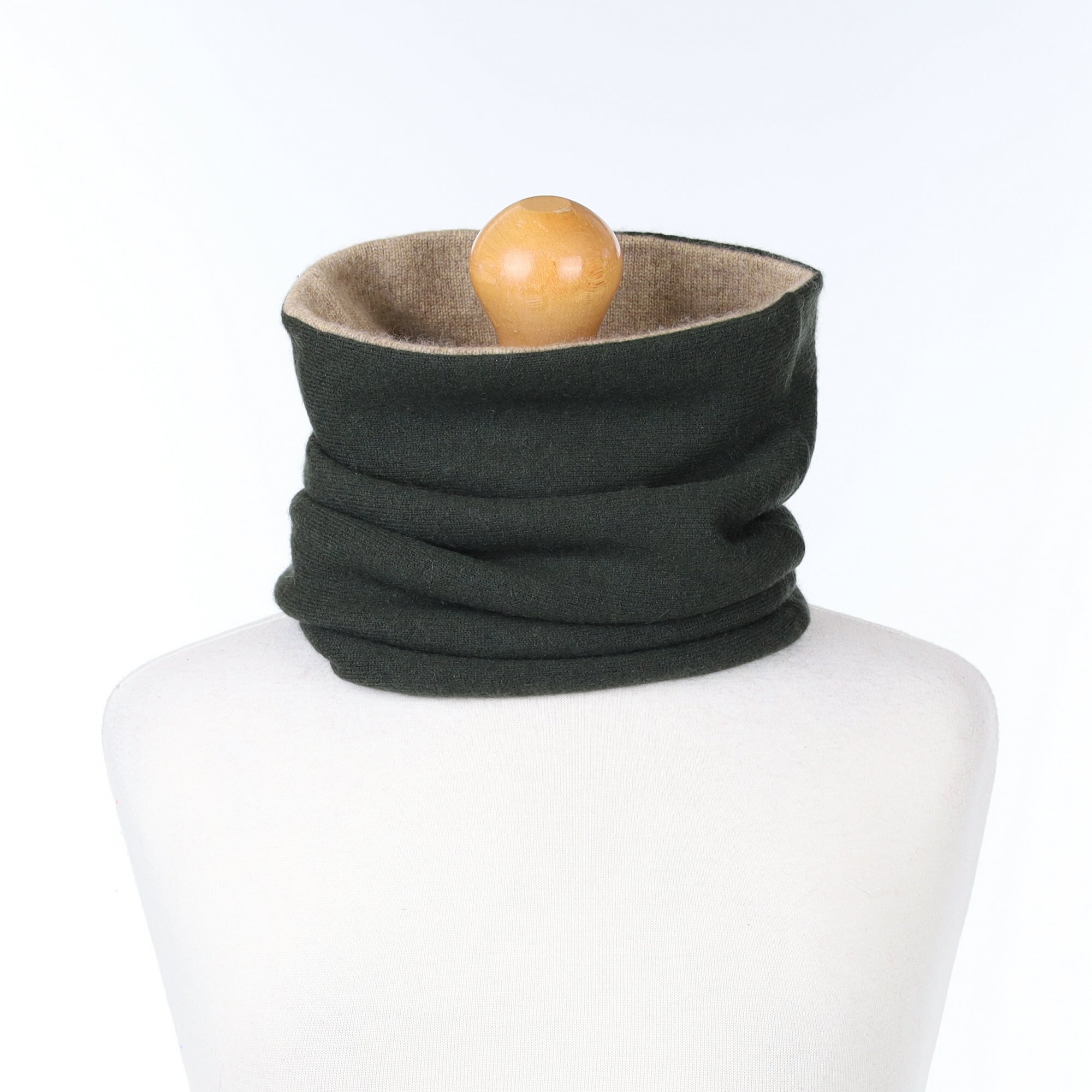 Khaki Green and Mocha Brown Double Layered Snood