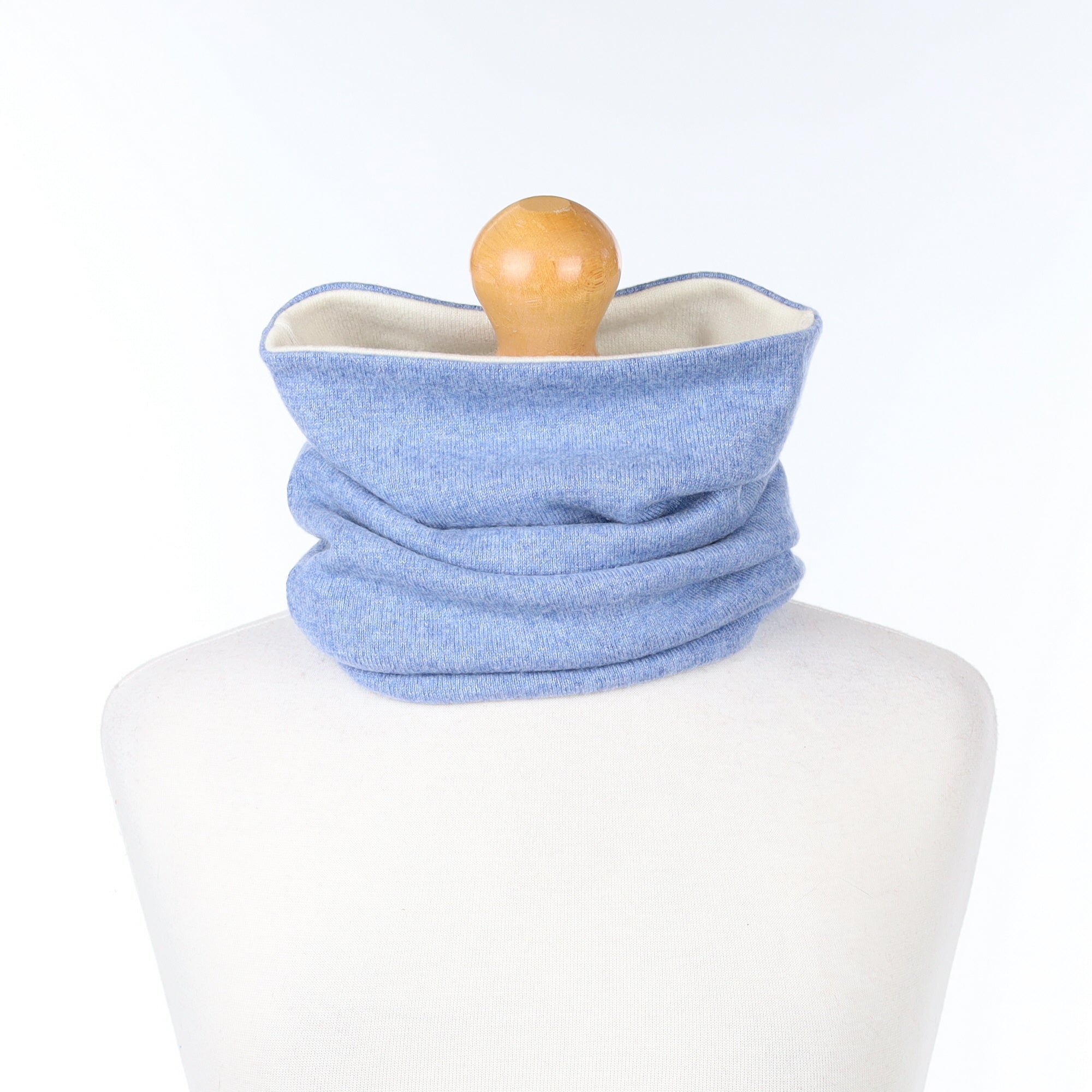 Sky Blue and Ivory Luxury Double Layered Snood
