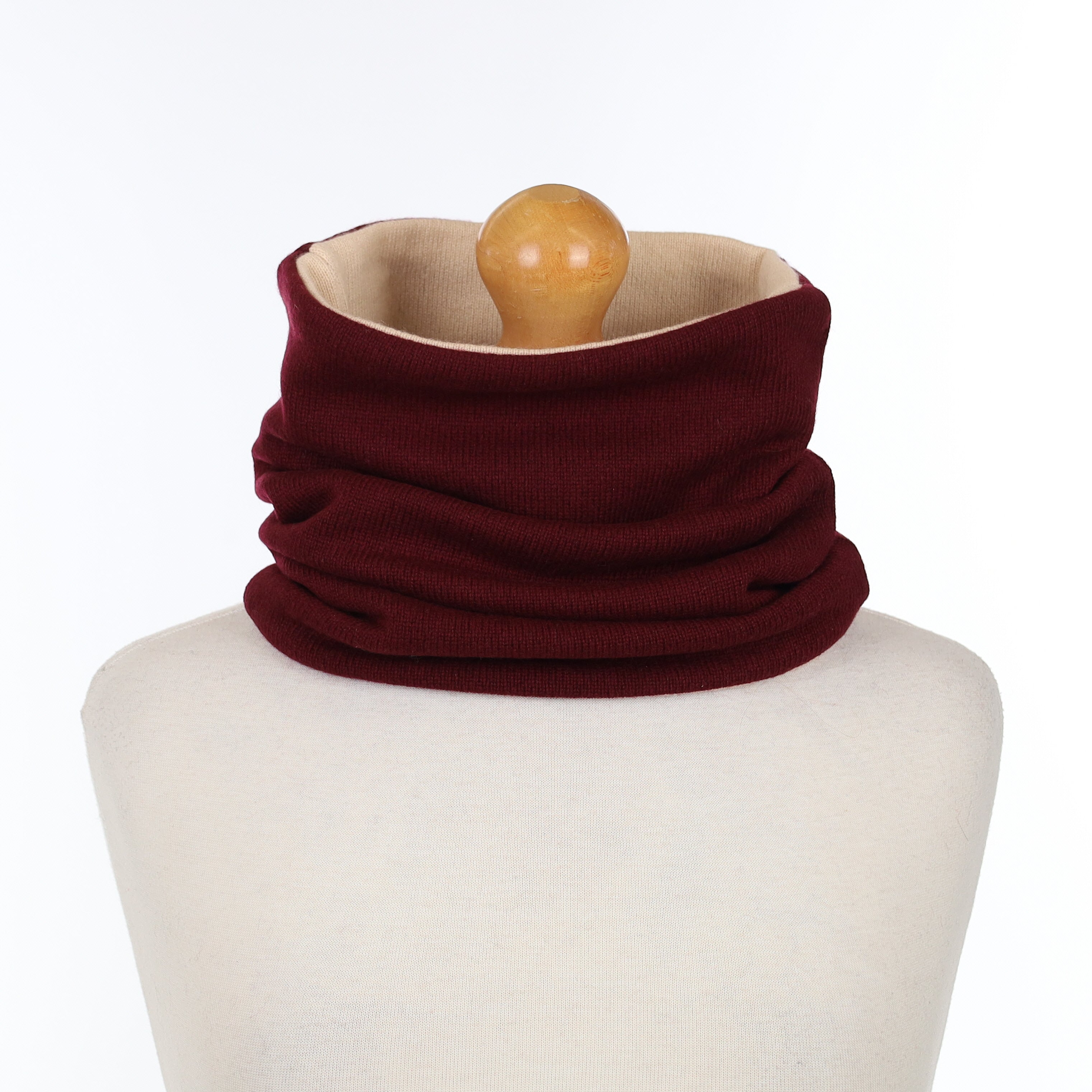 Burgundy and Nude Pink Double Layered Snood