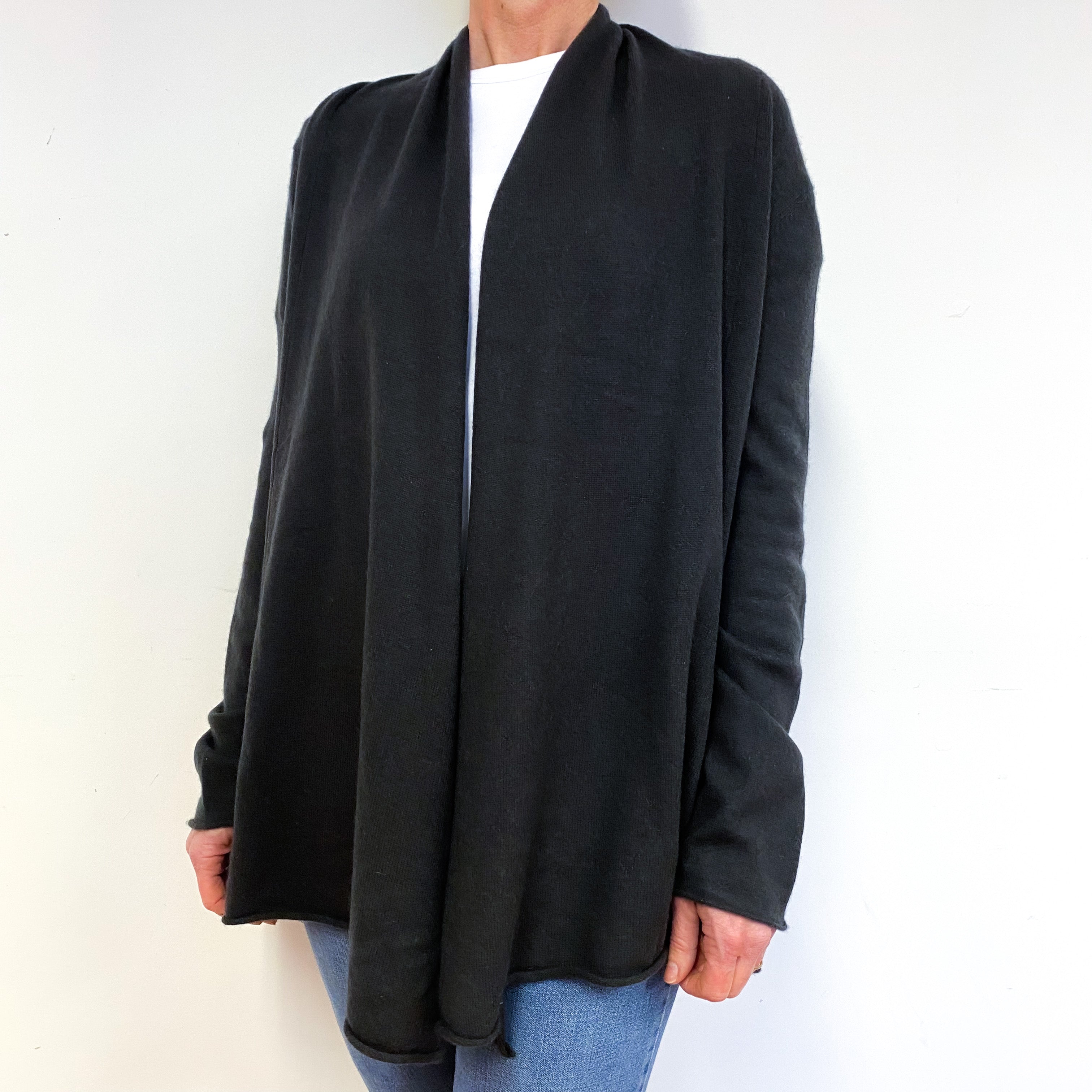 Peppercorn Brown Cashmere Waterfall Cardigan Medium