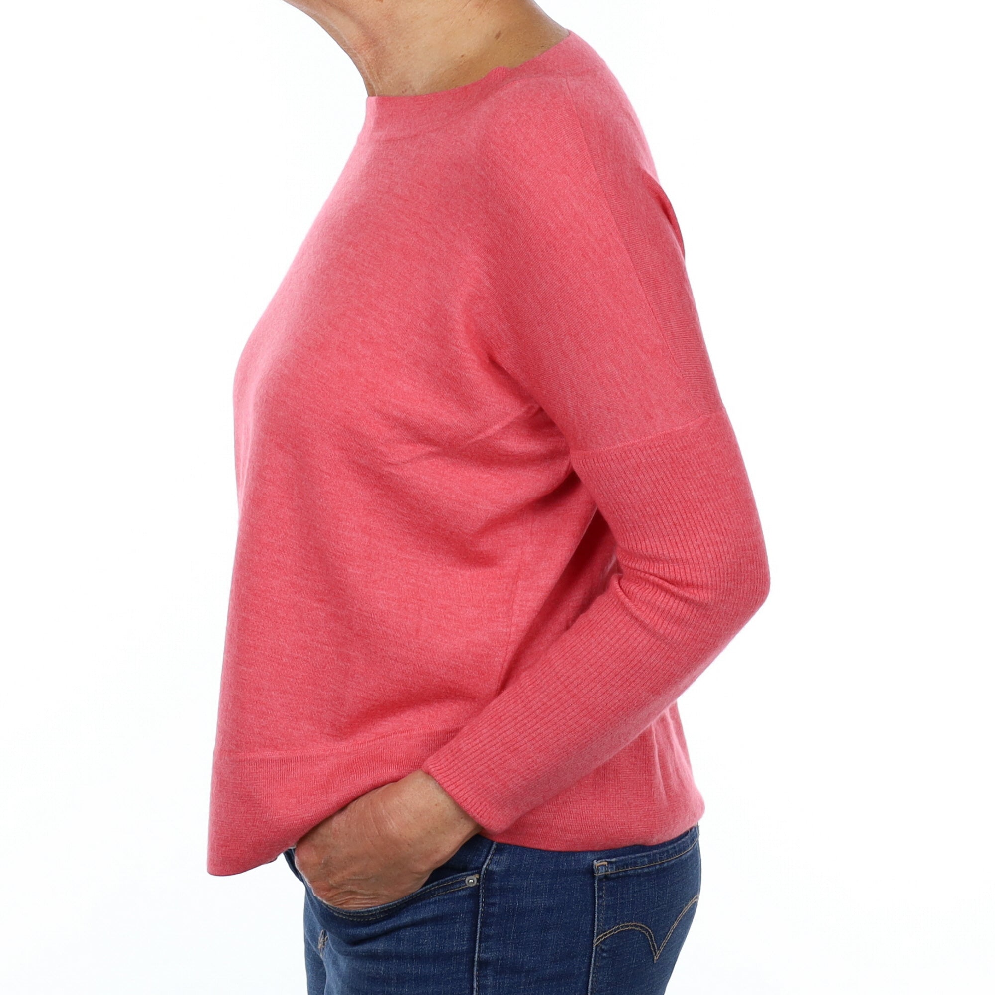 Flamingo Pink Cashmere Crew Neck Jumper Medium
