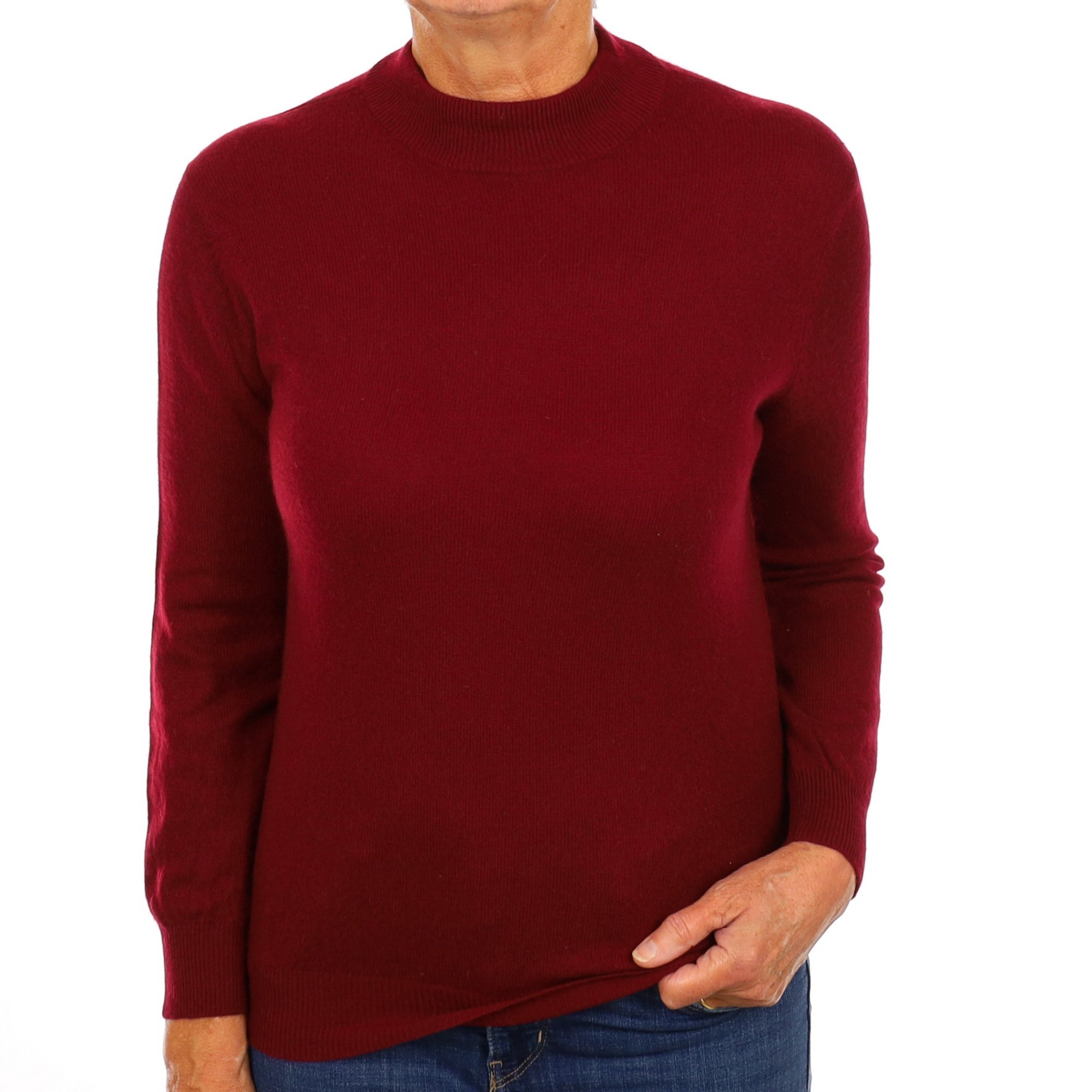Burgundy Red Cashmere Turtle Neck Jumper Medium