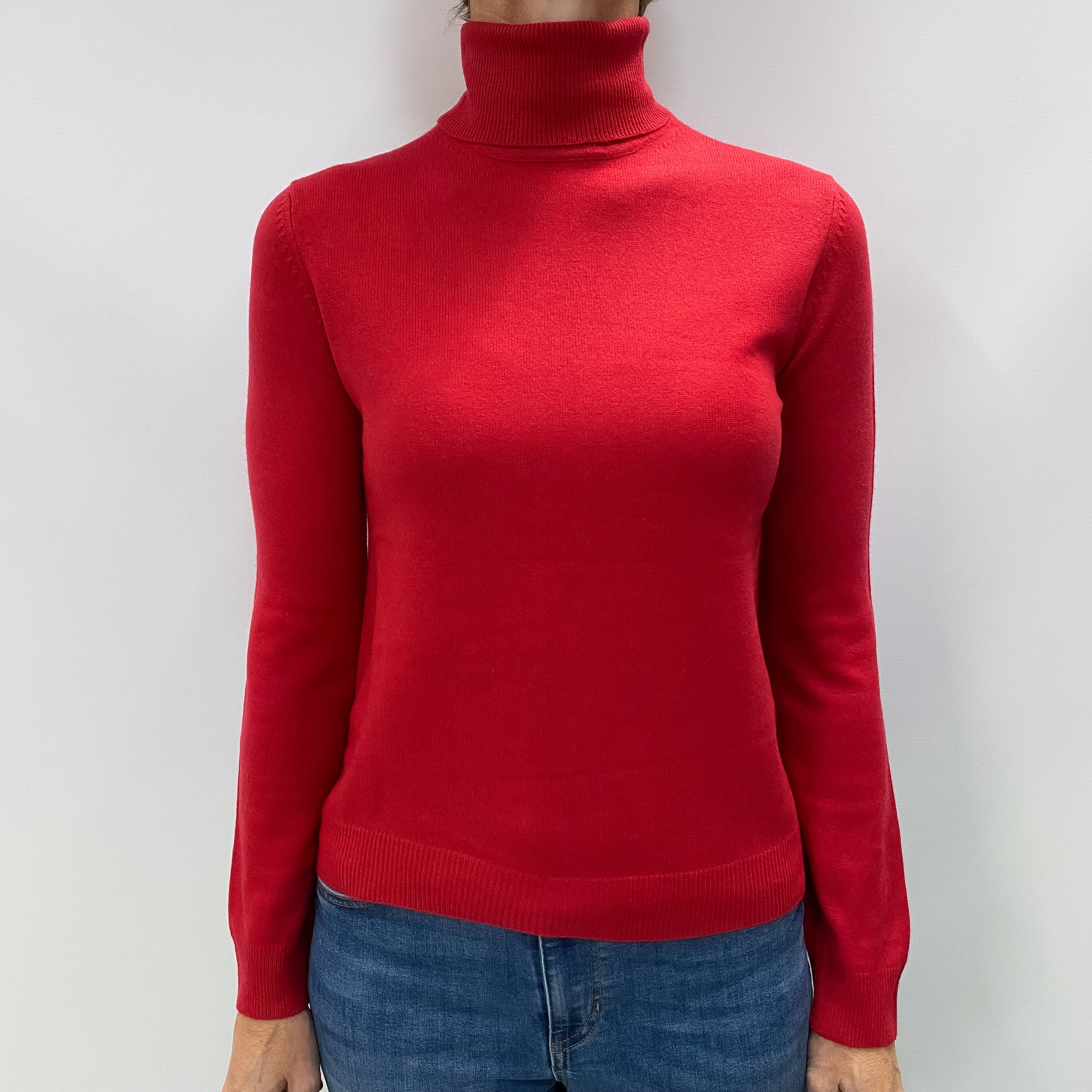 Berry Red Cashmere Polo Neck Jumper Small