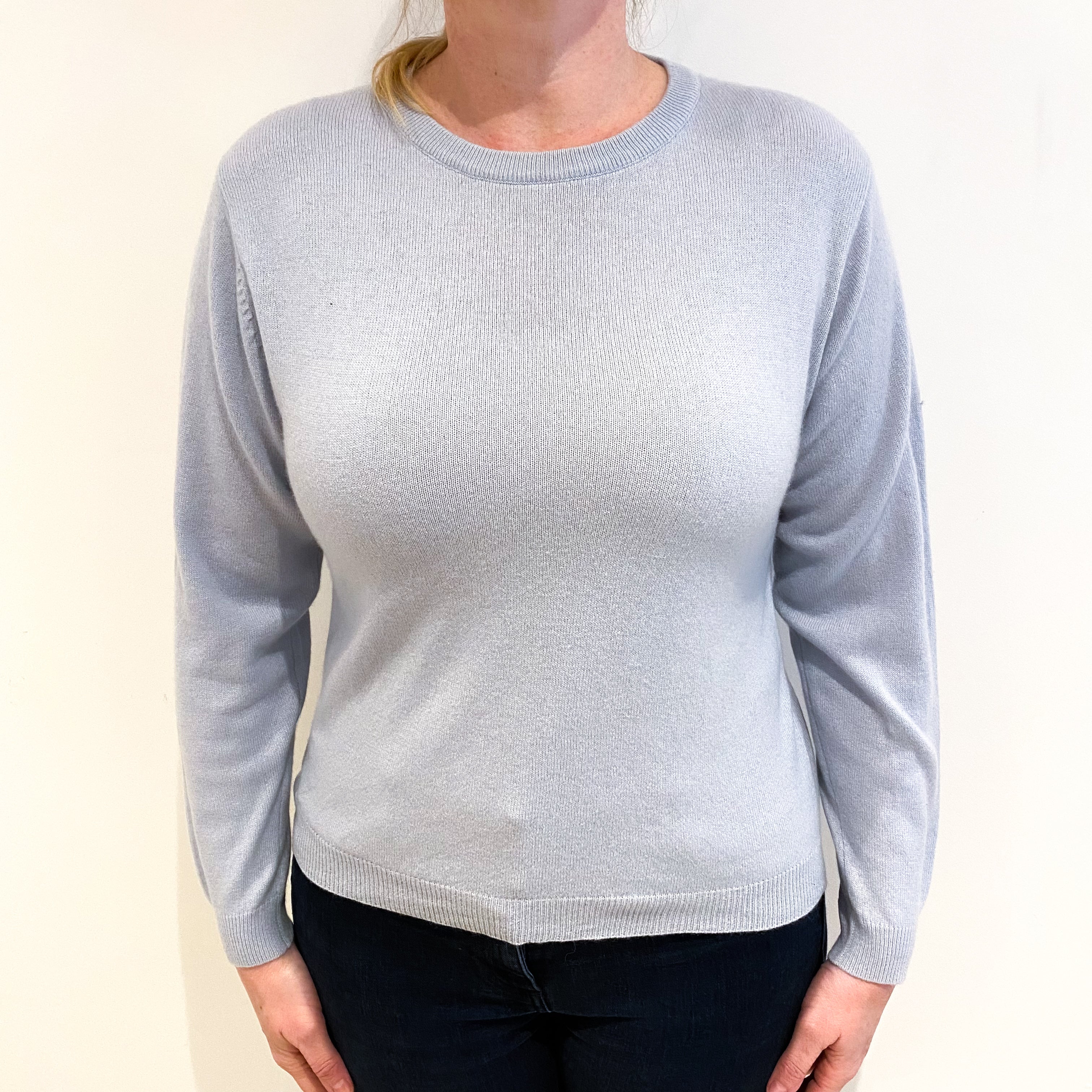 Powder Blue Cashmere Crew Neck Jumper Large
