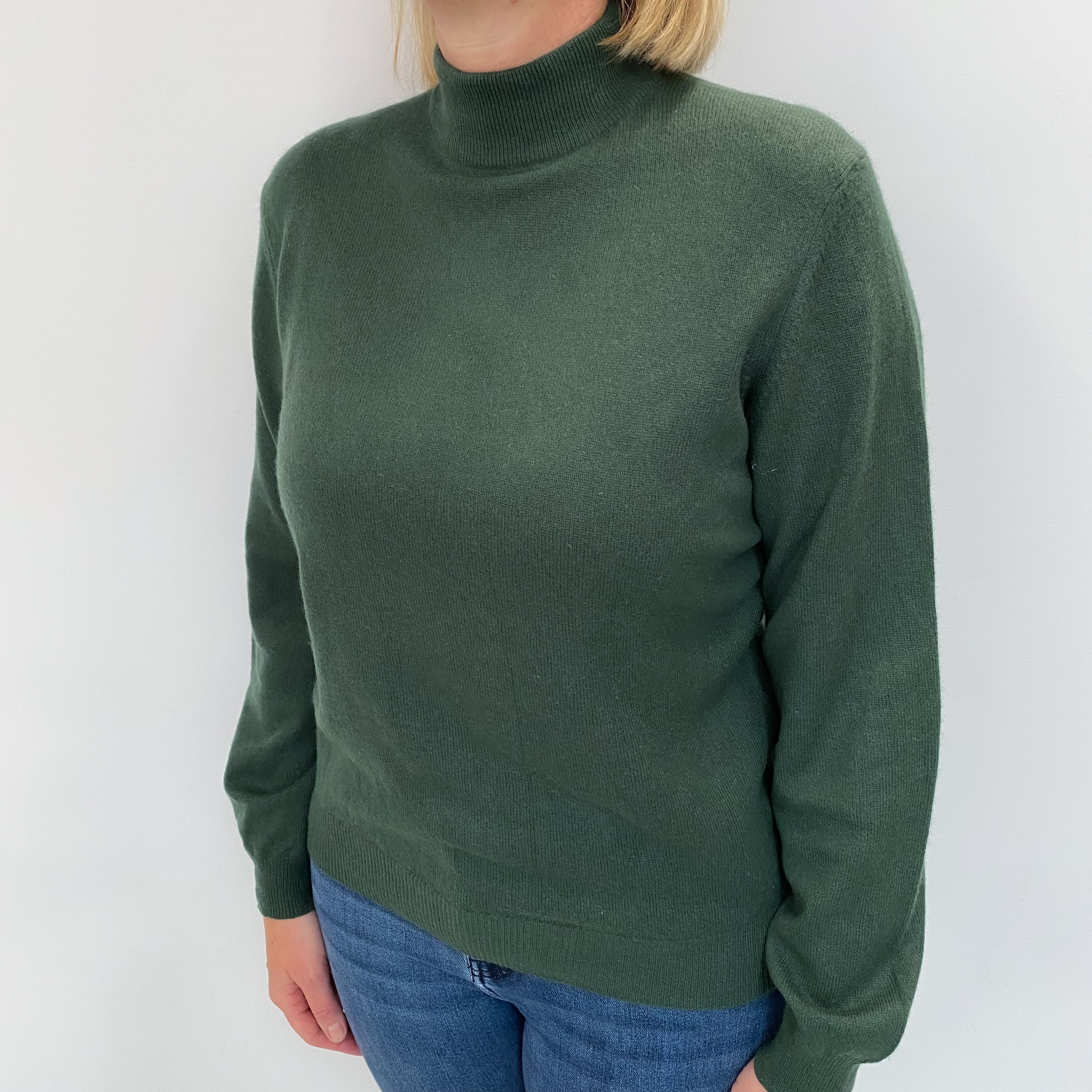 Forest Green Cashmere Turtle Neck Jumper Large