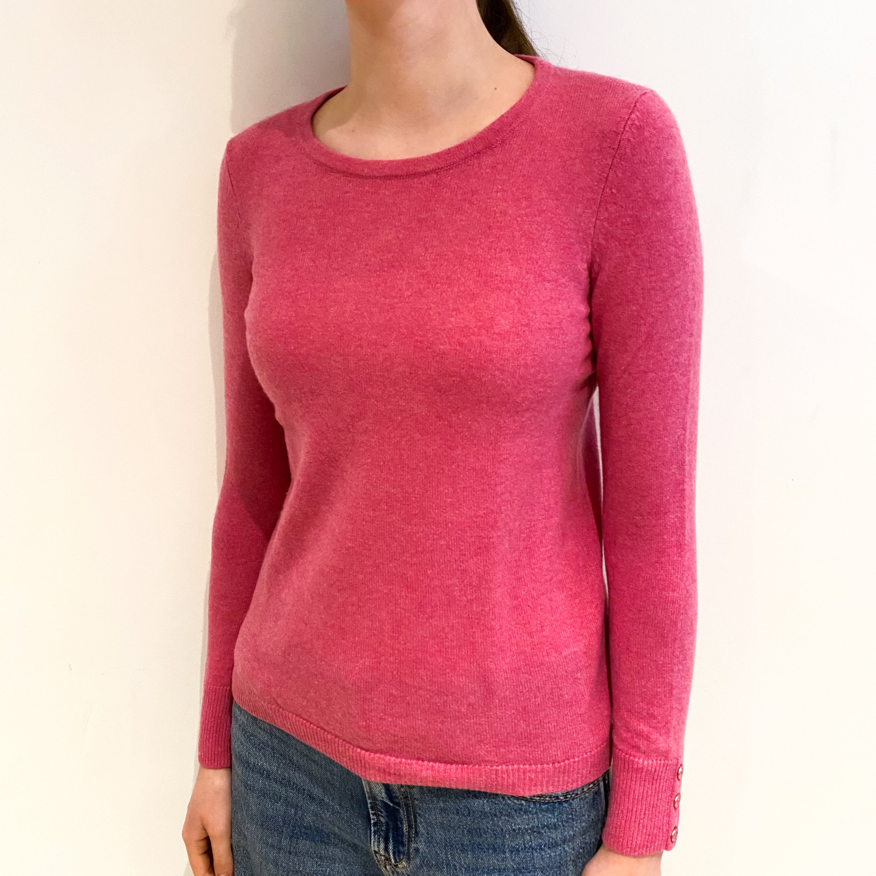 Loganberry Pink Cashmere Crew Neck Jumper Extra Small
